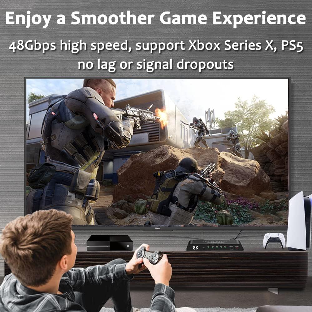 Interruptor HDMI 2.1 SkycropHD 8K 4 en 1 con Control Remoto