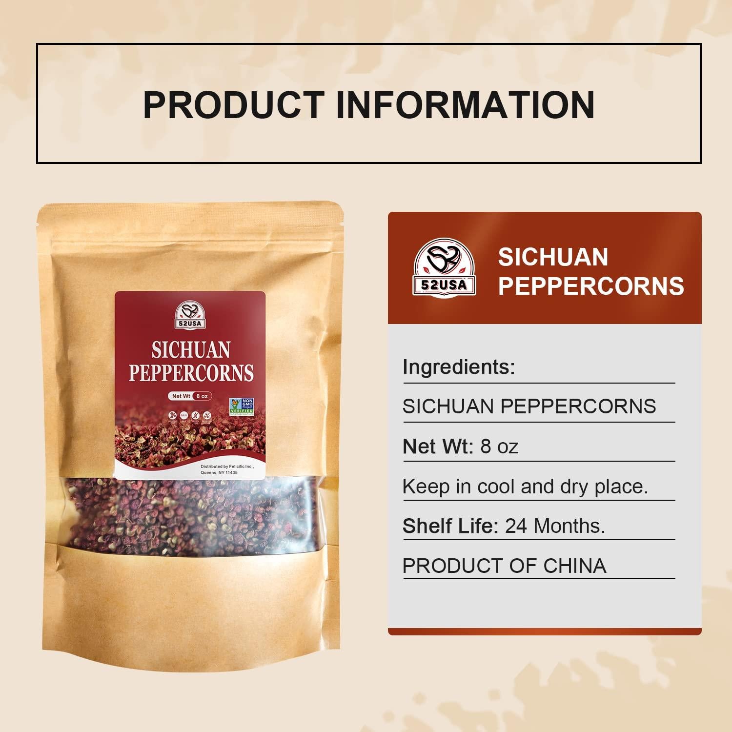 Pimienta de Szechuan 52USA 227g - Esencial para Cocina Asiática