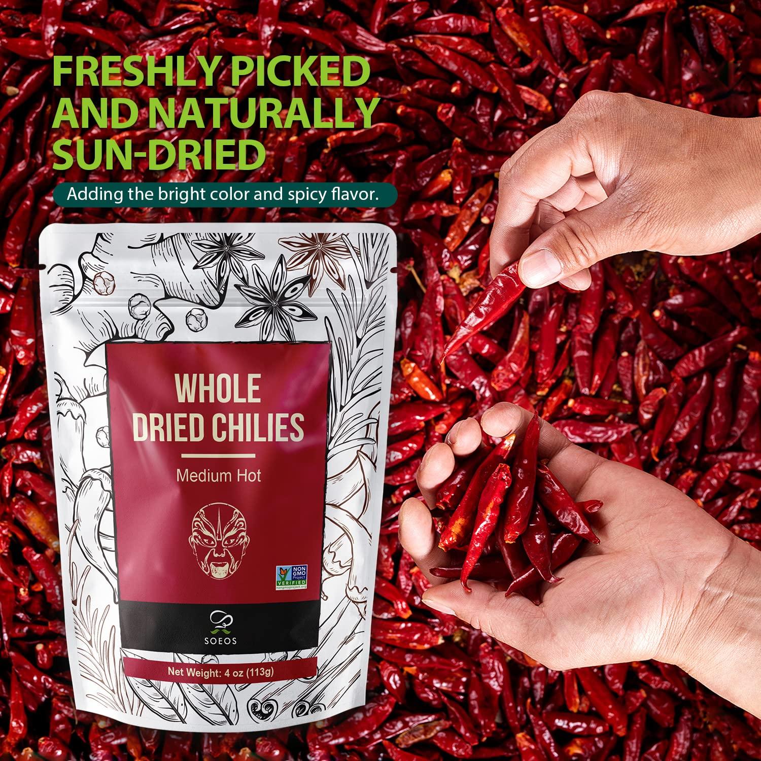 Chile Seco Szechuan Soeos 113.4g - Picante Medio Natural