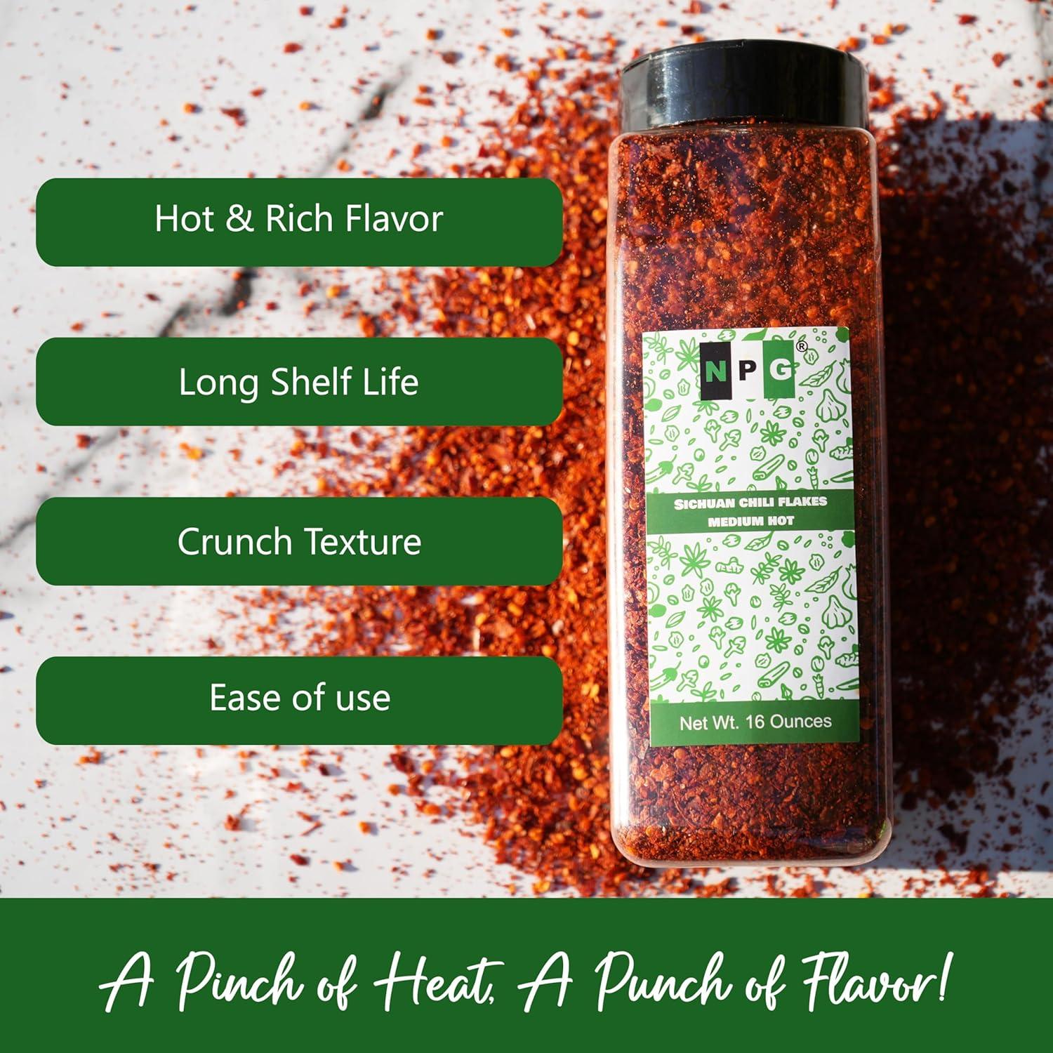 Copos de Chile Sichuan Natural Plus Green 450g - Picante Medio