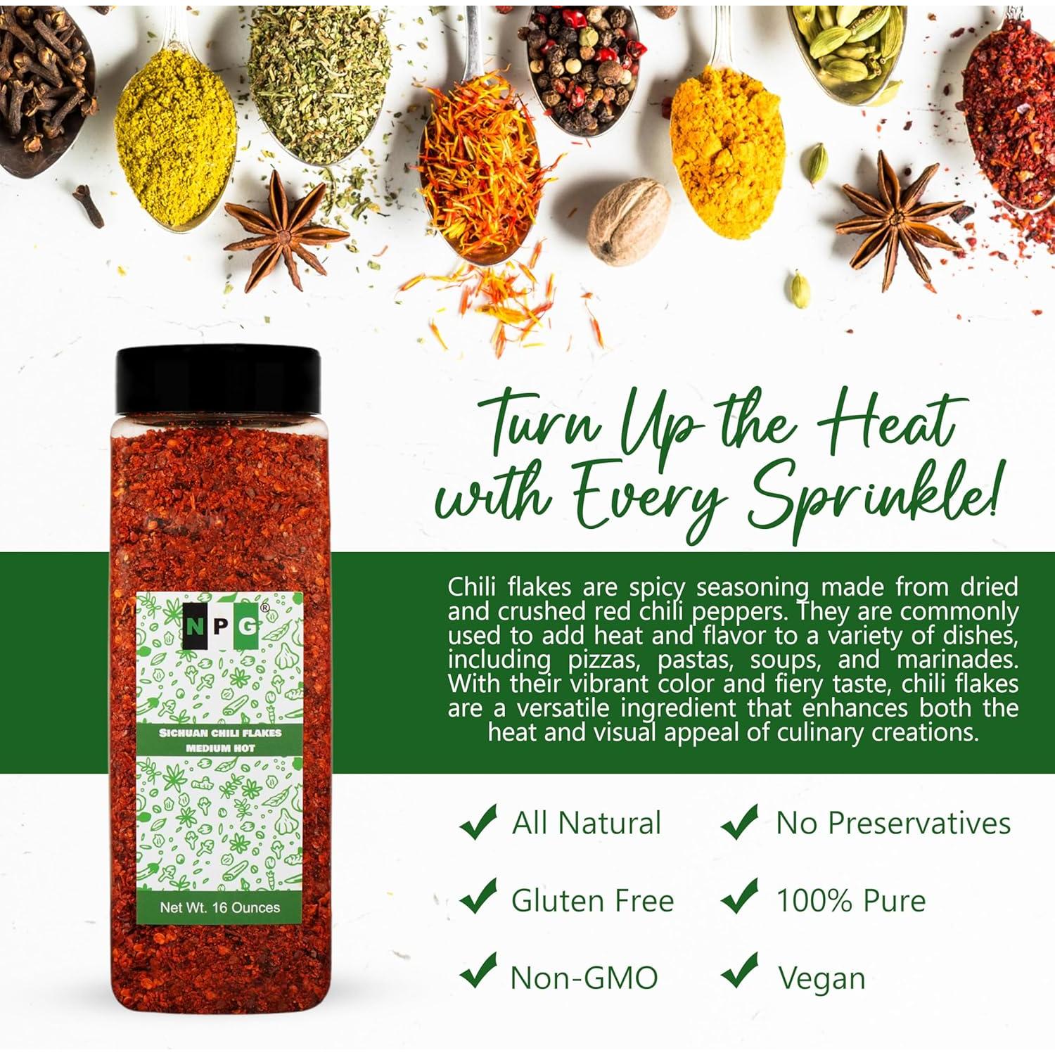 Copos de Chile Sichuan Natural Plus Green 450g - Picante Medio