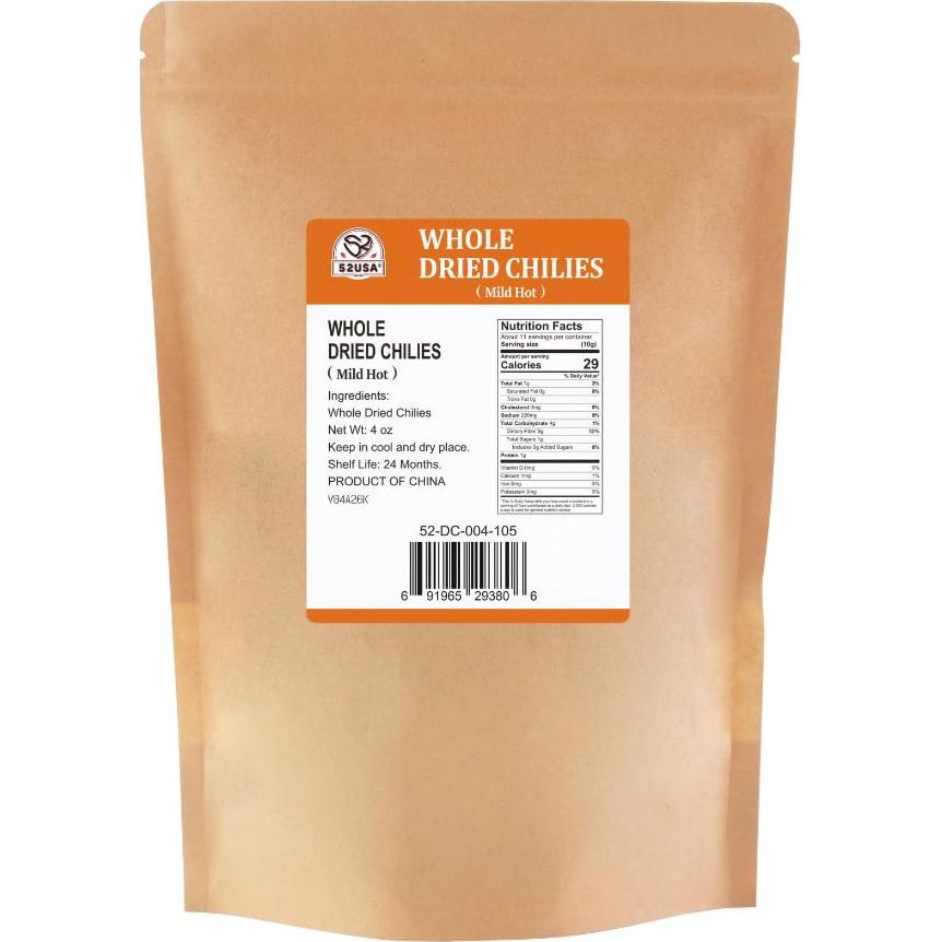 Pimientos Chiles Secos 52USA 113.4 g - Suave Caliente