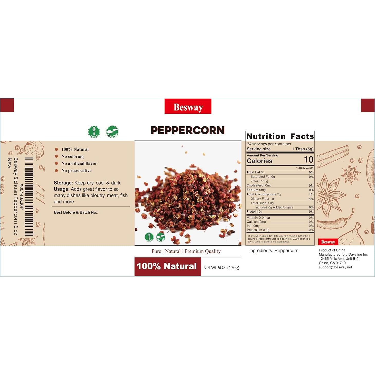 Pimienta de Sichuan Besway 170g - Especia Aromática Picante