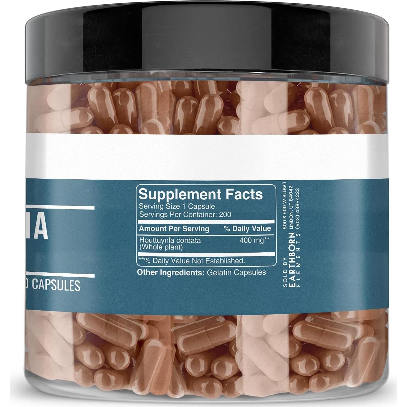 Cápsulas de Houttuynia Cordata Elementos de la Tierra 200 Unidades