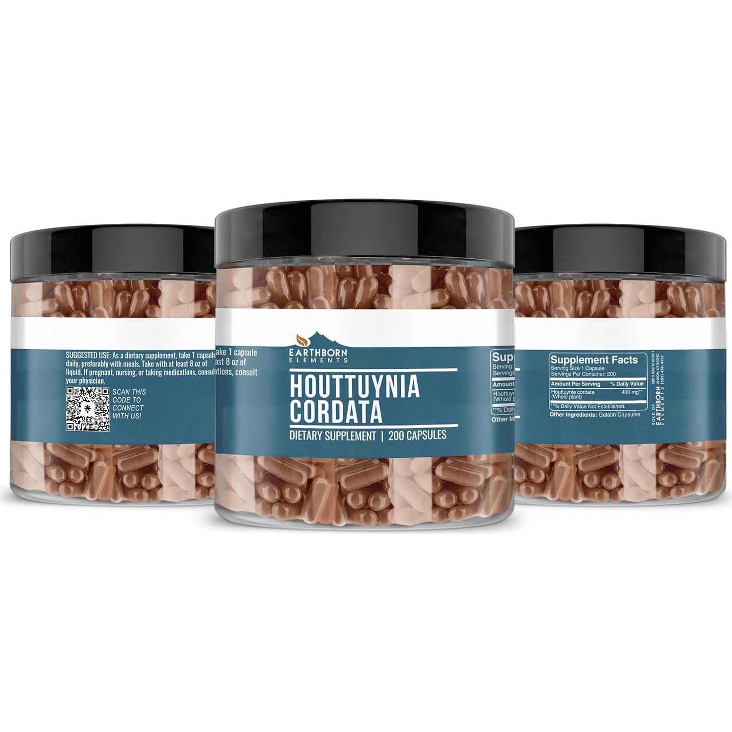 Cápsulas de Houttuynia Cordata Elementos de la Tierra 200 Unidades