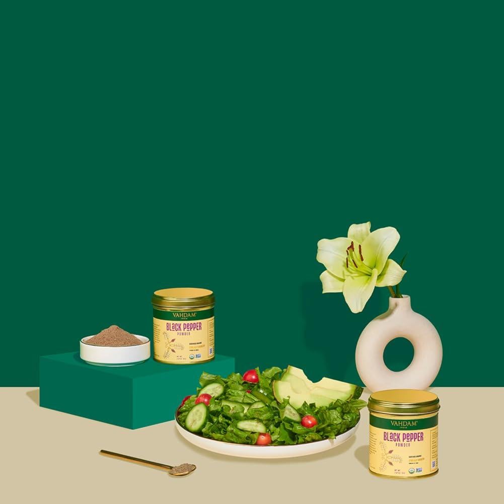Polvo de Pimienta Negra Orgánica VAHDAM 70g Sin Gluten