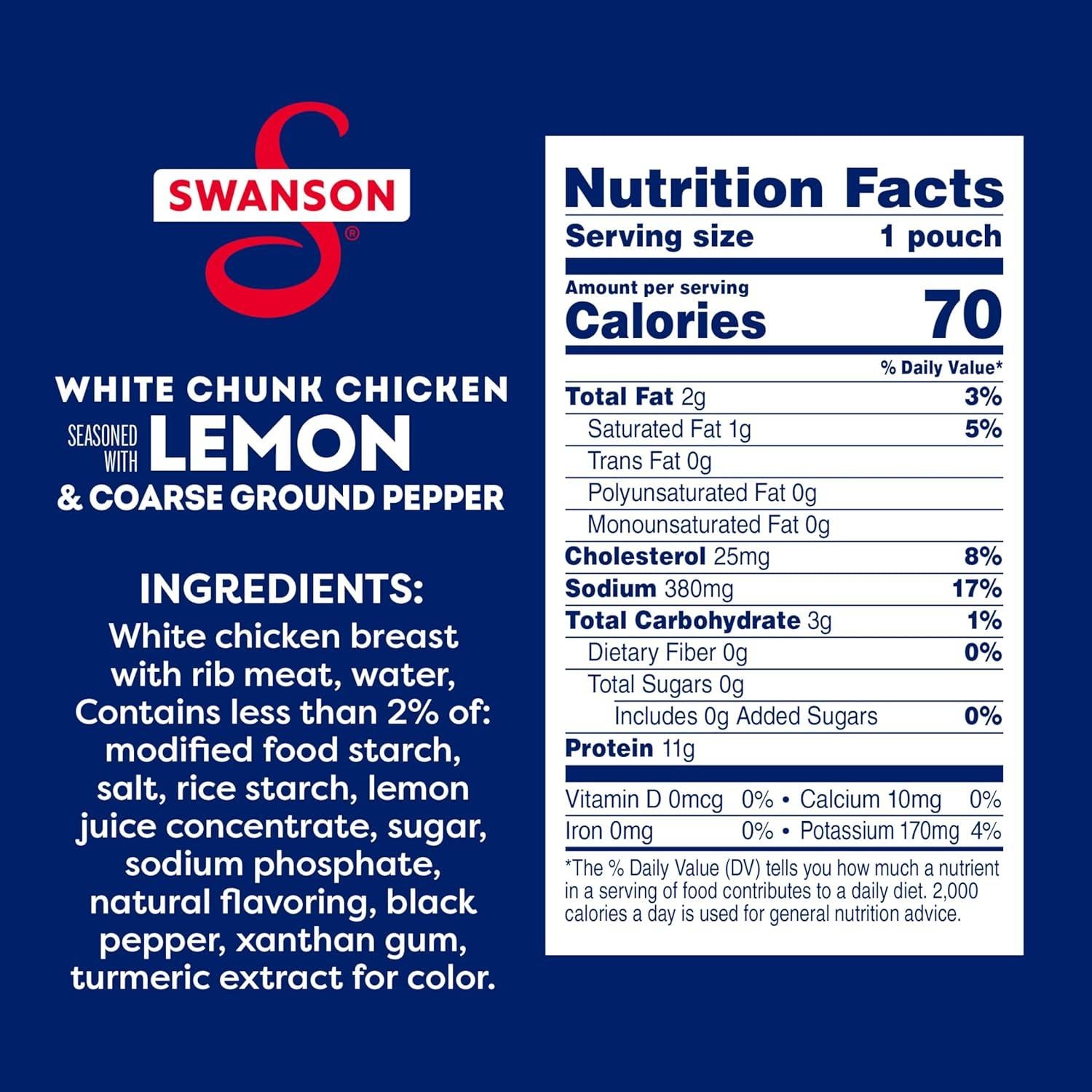 Pollo Cocido en Trozos Blancos Swanson 74g x 12 - Limón y Pimienta