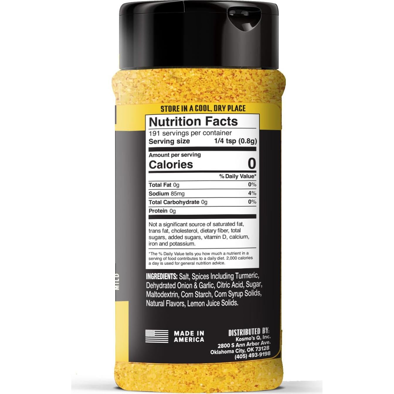 Sazonador Kosmos Q Pimienta de Limón 142g - Polvo Cítrico Picante