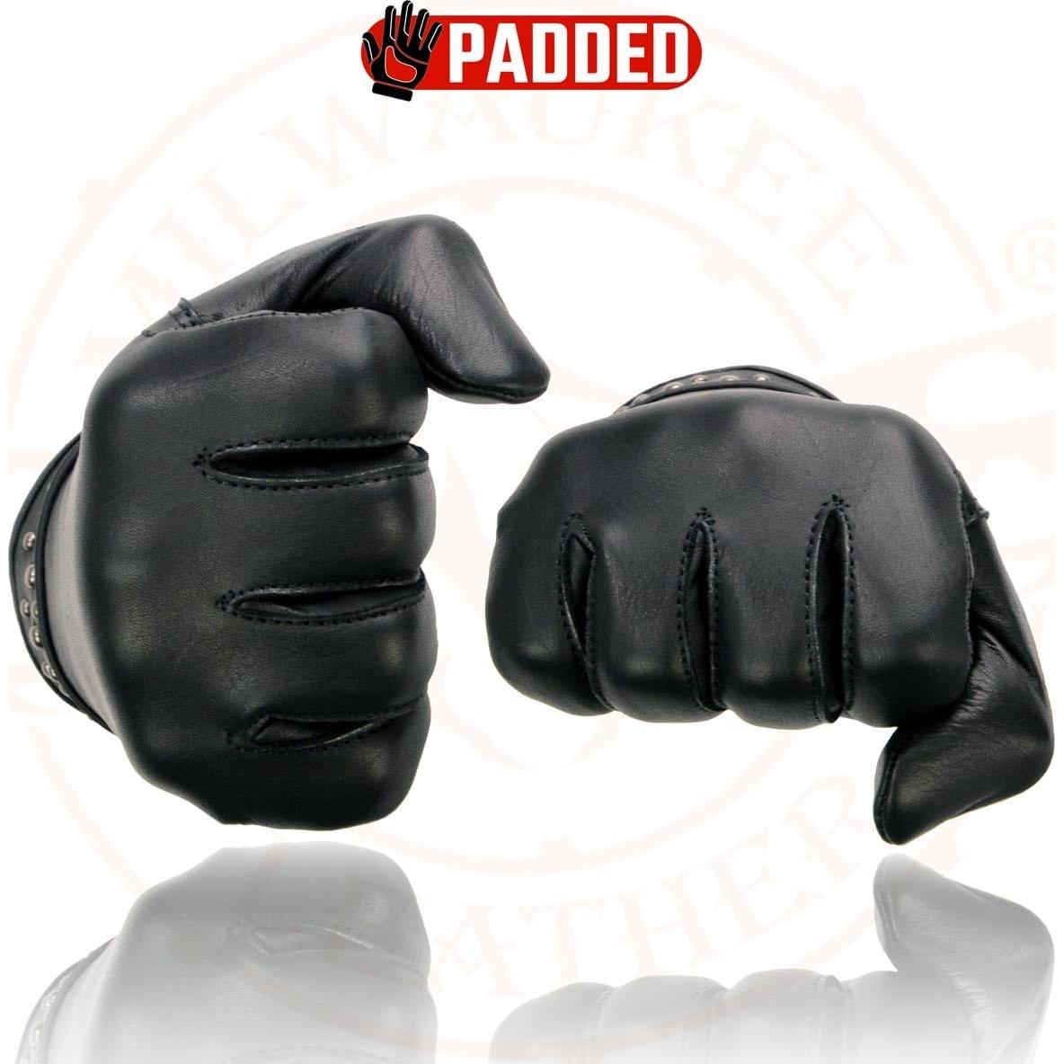 Guantes de Moto de Cuero Negro Mujer Milwaukee MG7760 Palma Gel