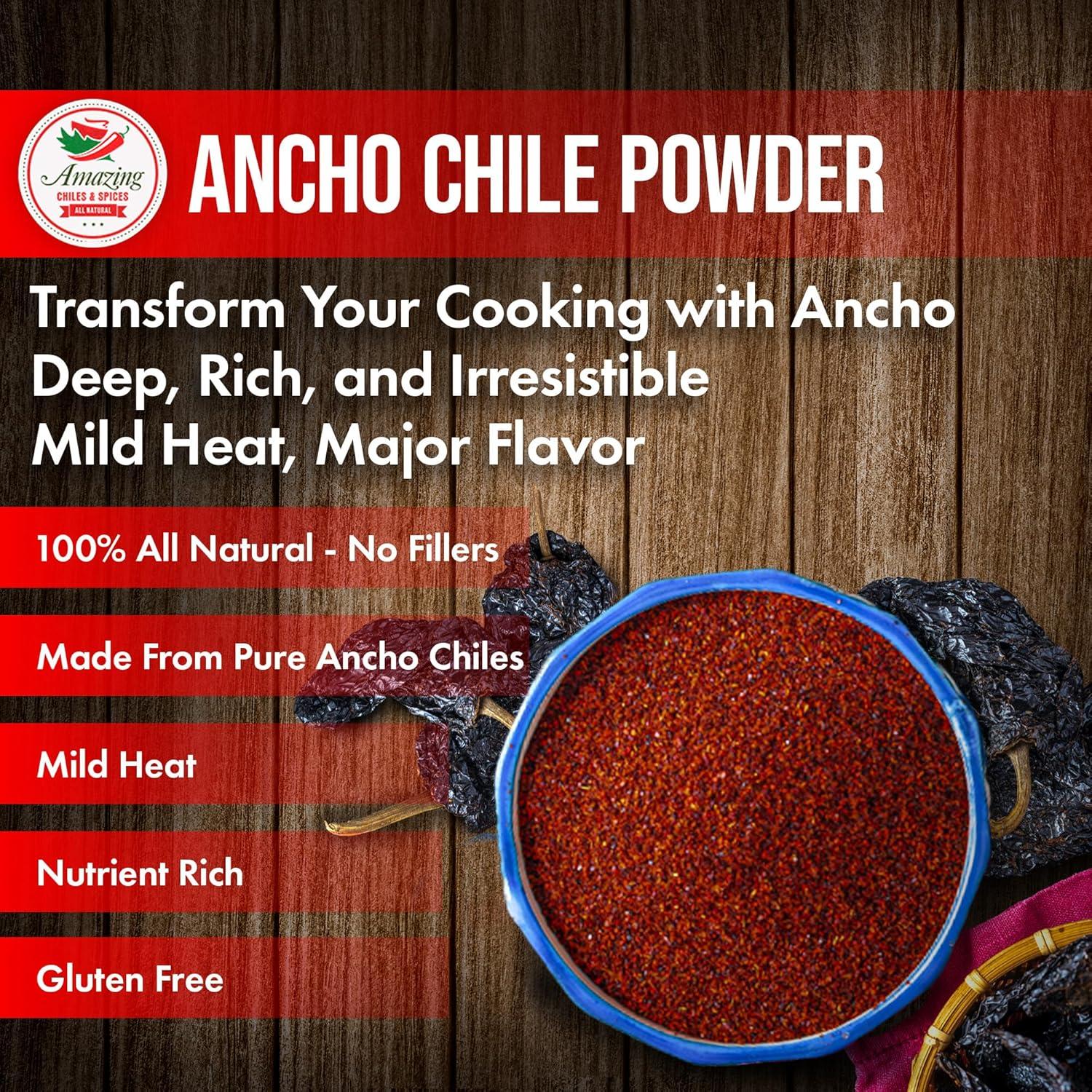 Pólvora de Chile Ancho Molido 453g - Amazing Chiles & Spices