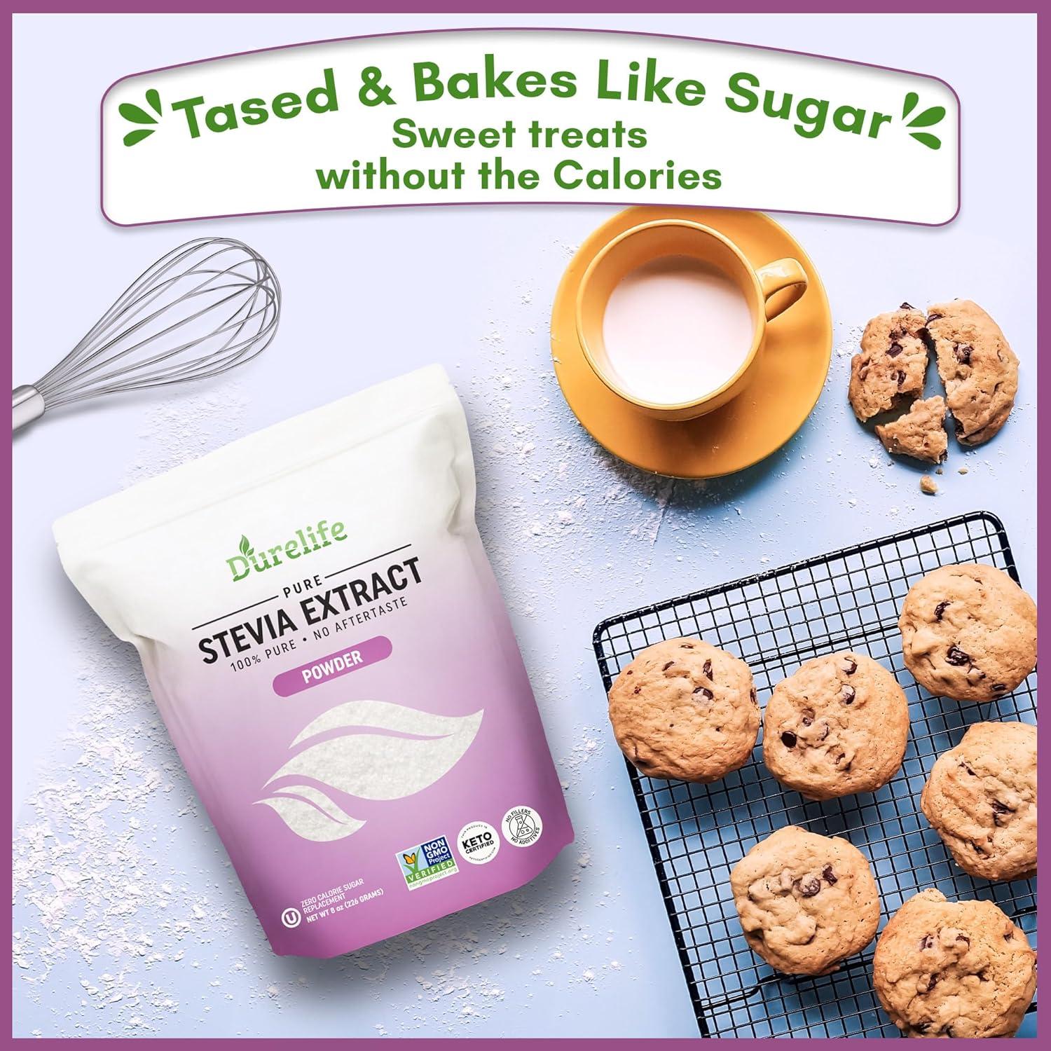 Durelife Extracto de Stevia Puro 227 g - Sin Eritritol, Cero Calorías