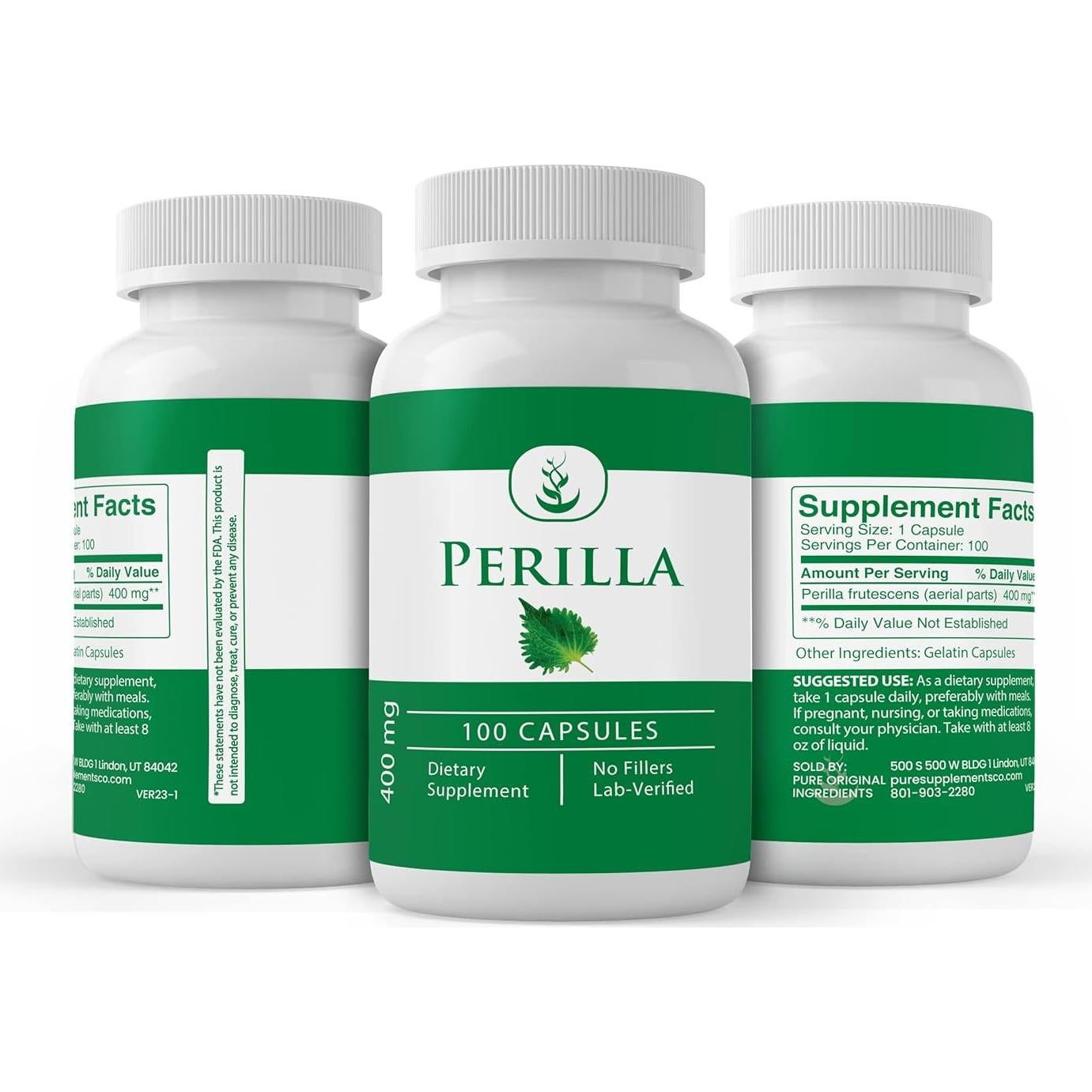 Cápsulas de Perilla Siempre Puro 100 Unidades Sin Aditivos