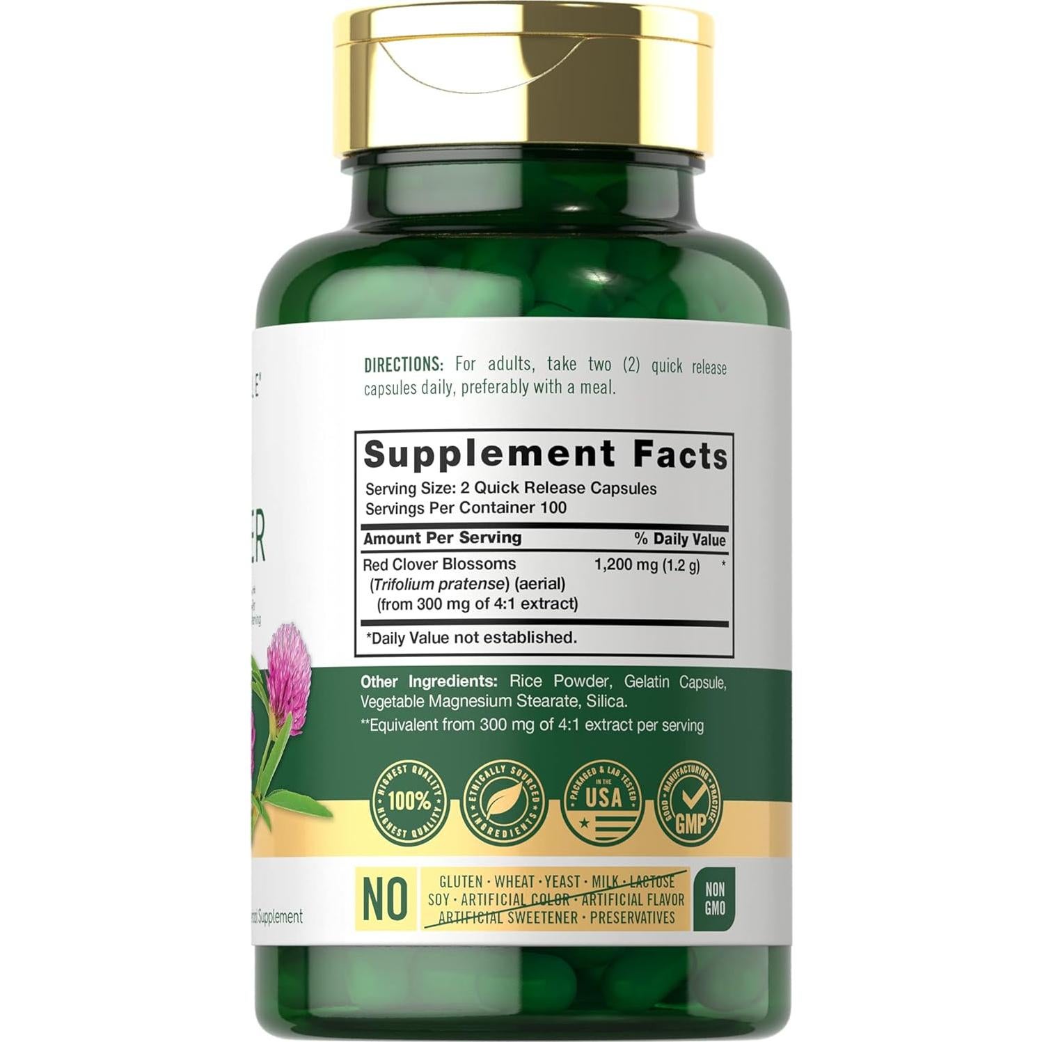 Extracto de Trébol Rojo Carlyle 1200mg - 200 Cápsulas Sin OGM