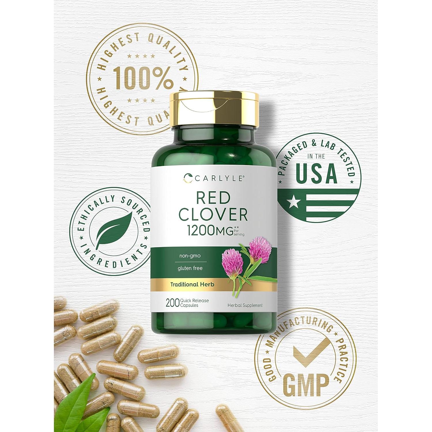 Extracto de Trébol Rojo Carlyle 1200mg - 200 Cápsulas Sin OGM