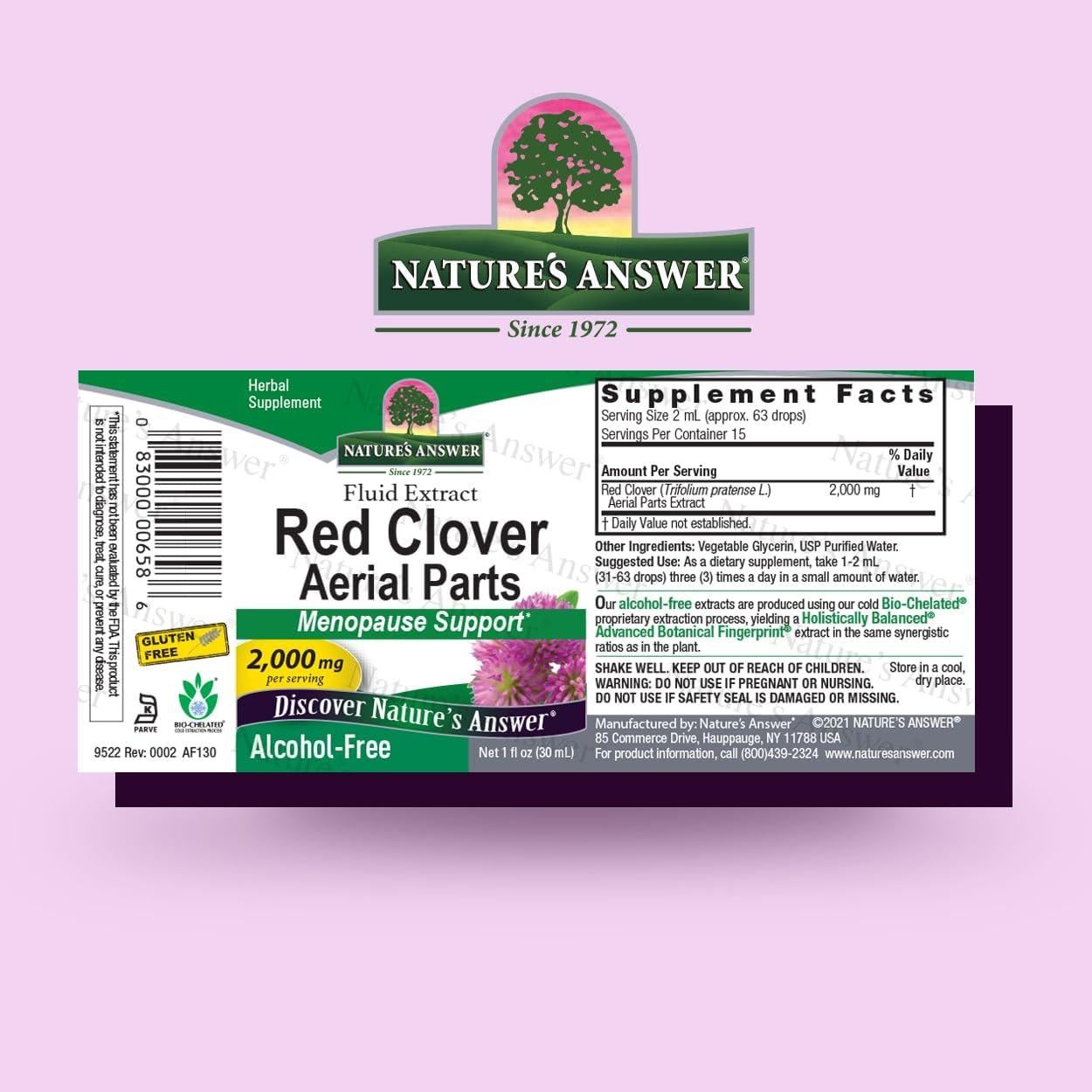 Extracto de Trébol Rojo Nature's Answer 30 ml Sin Alcohol