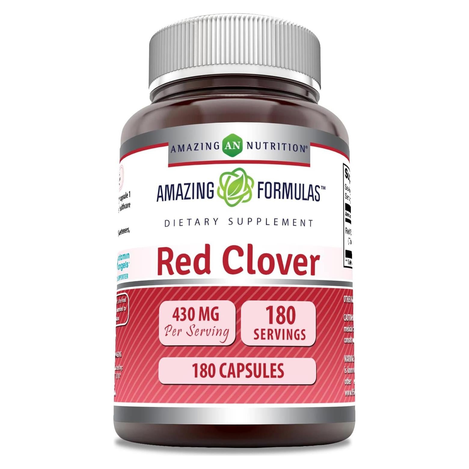 Suplemento de Trébol Rojo Nutrición Asombrosa 430 Mg 180 Cápsulas