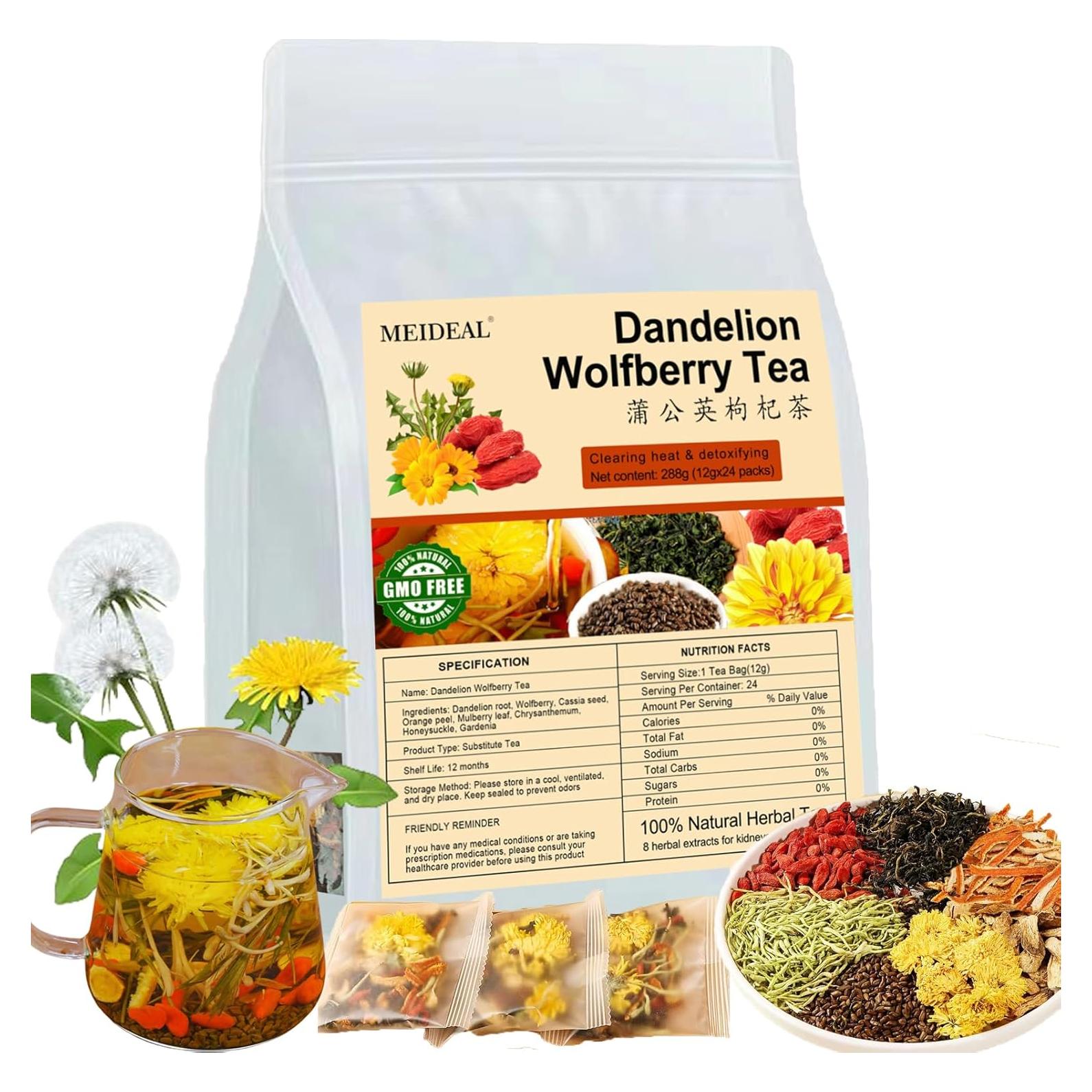 Té Orgánico de Diente de León y Goji Meideal 288g 24 Pcs