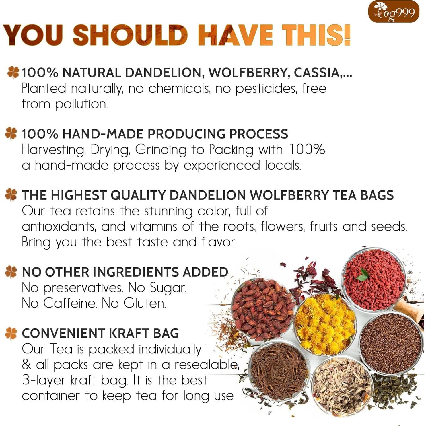 Té Herbal TOG999 15 Bolsas Diente de León y Goji Natural