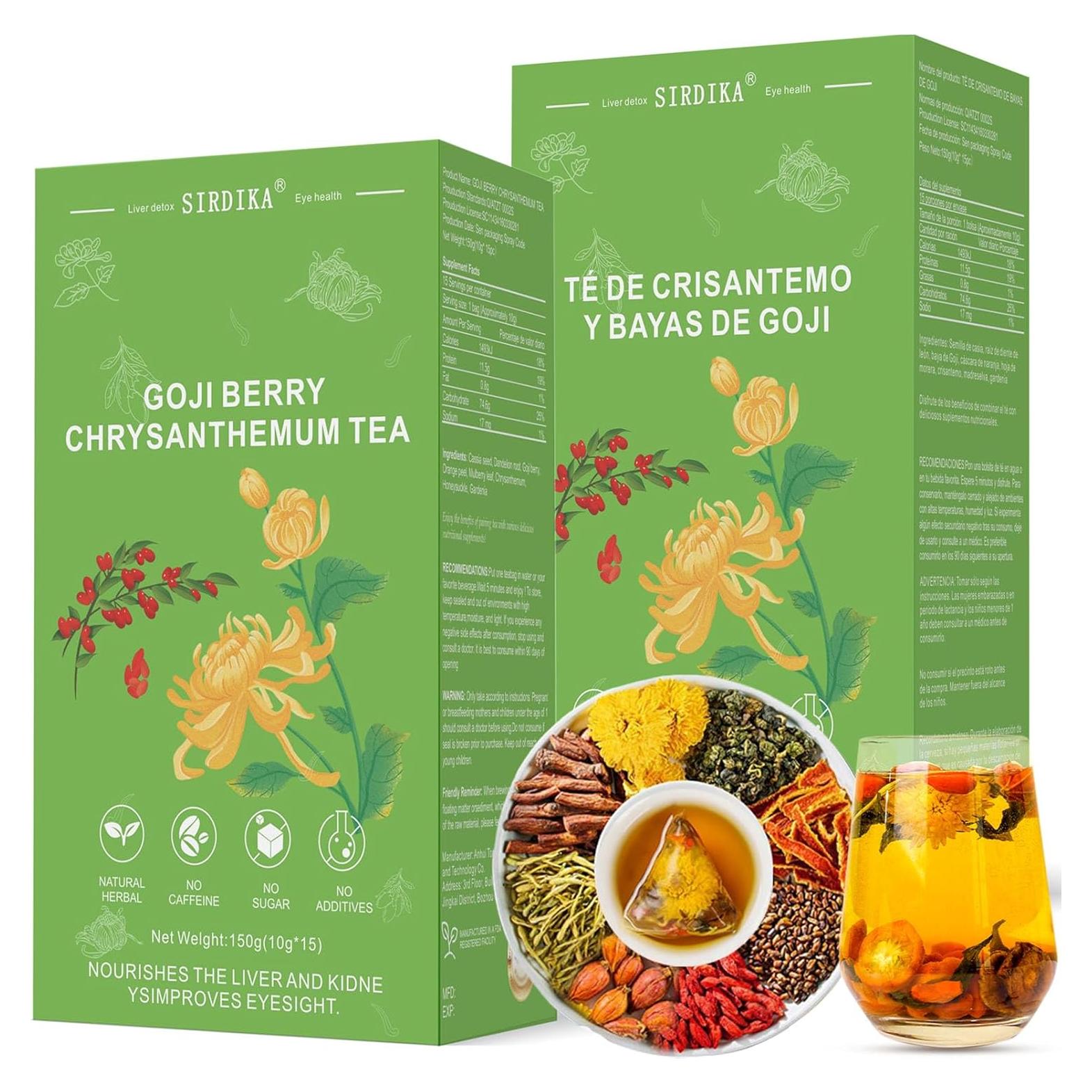 Té Herbal de Goji Berry y Crisantemo 30 Bolsas - Vegano
