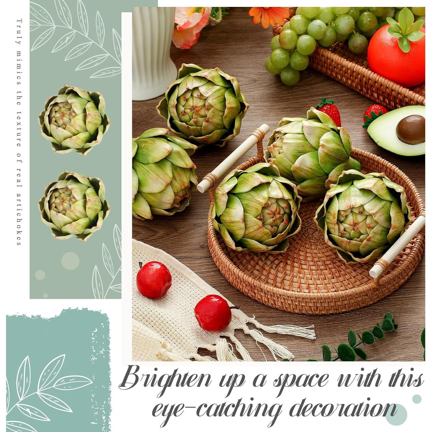 Alcachofas Artificiales Verdes Timgle - 2 Pcs Grande Decoración