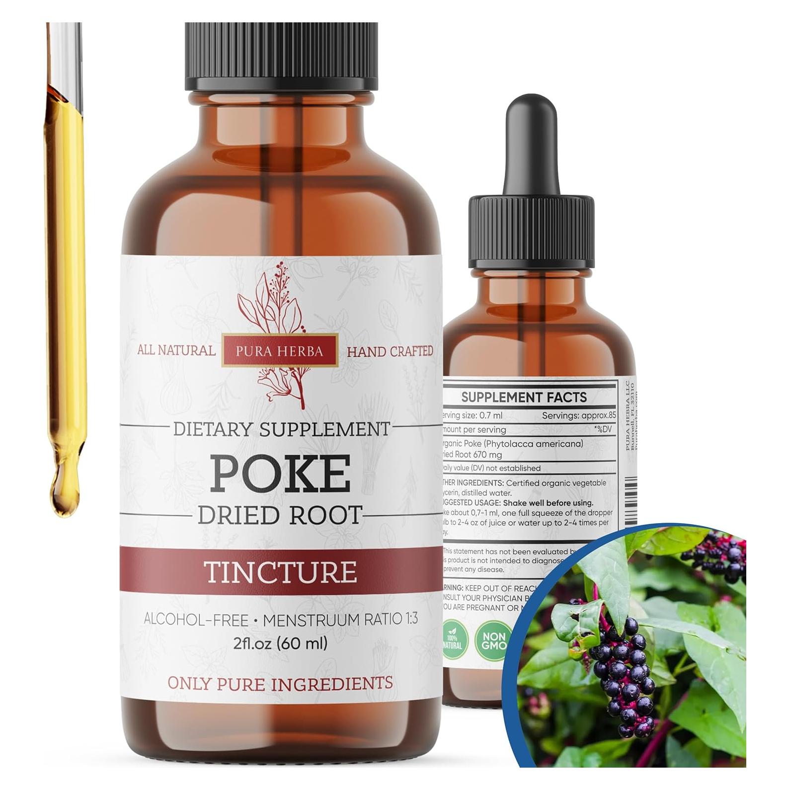 Tintura de Raíz de Poke Orgánica Pura Herba 59.15 ml Vegana