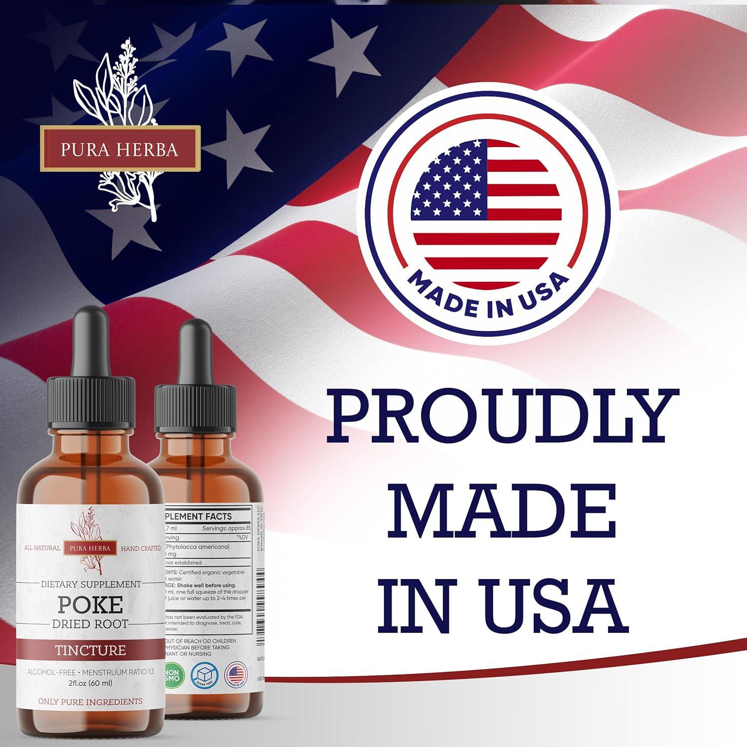 Tintura de Raíz de Poke Orgánica Pura Herba 59.15 ml Vegana