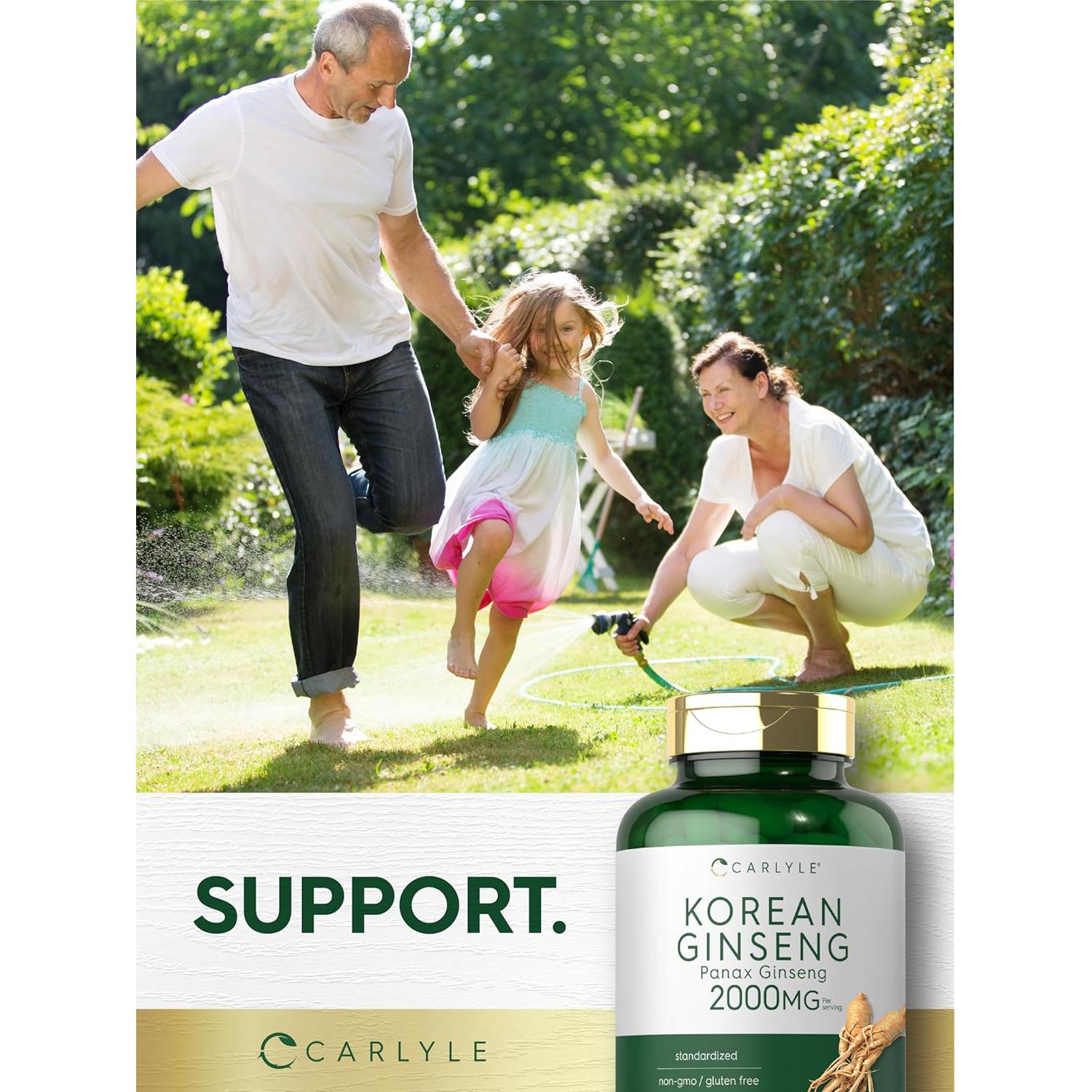 Cápsulas de Ginseng Coreano Carlyle 2000 mg - 200 Unidades