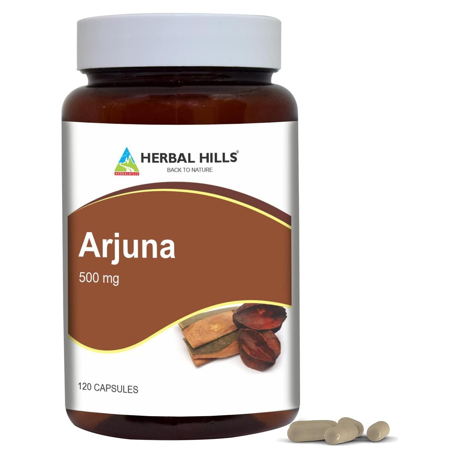 Cápsulas de Arjuna Herbal Hills 120 unidades 500 mg Suplemento