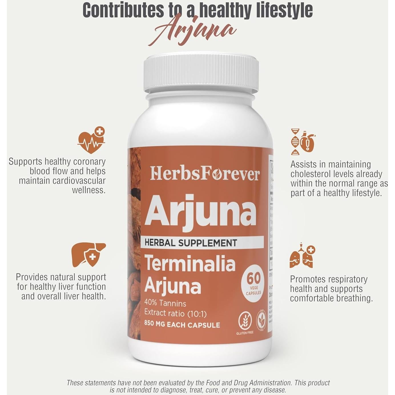 Suplemento Arjuna 60 Cápsulas Vegetales HerbsForever