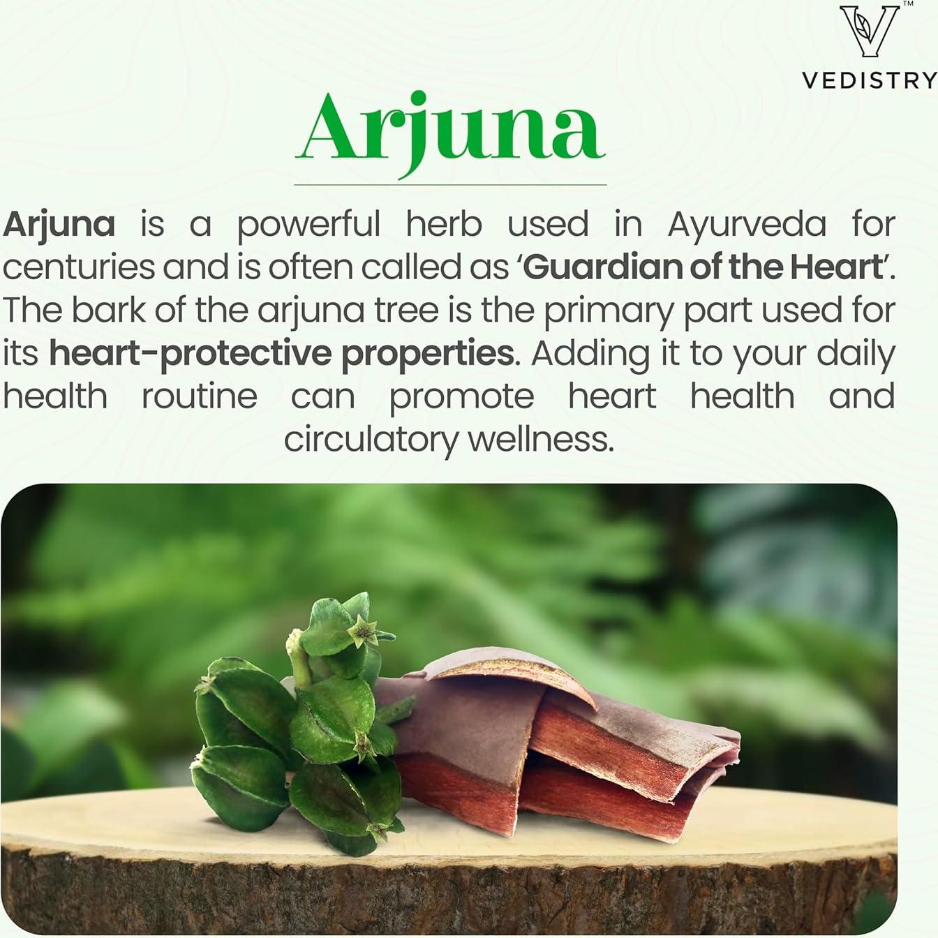 Tabletas de Arjuna 1100mg Vedistry | Suplemento Cardiovascular 60 Unidades