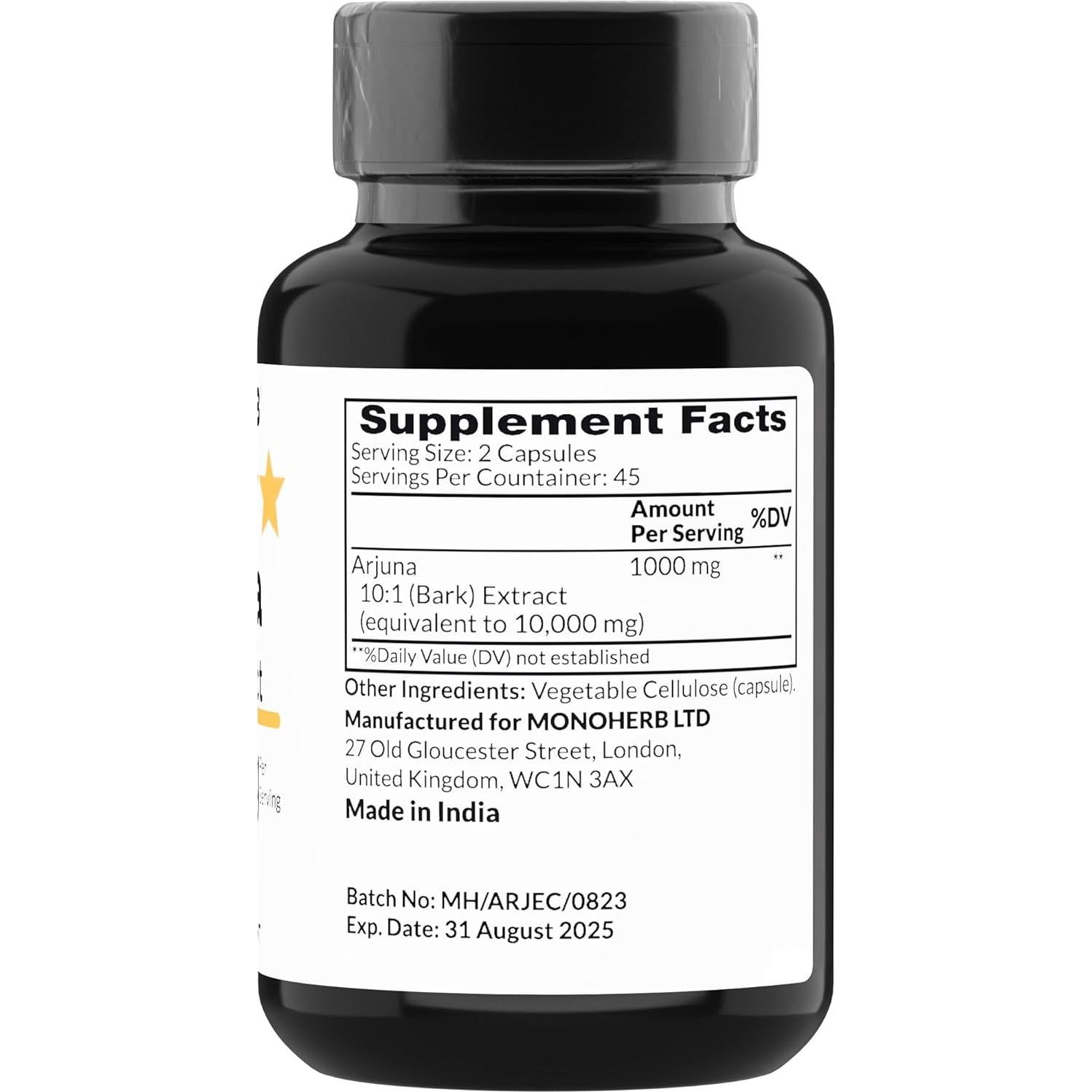 Extracto de Arjuna Monoherb 1000 mg - 90 Cápsulas Vegetarianas