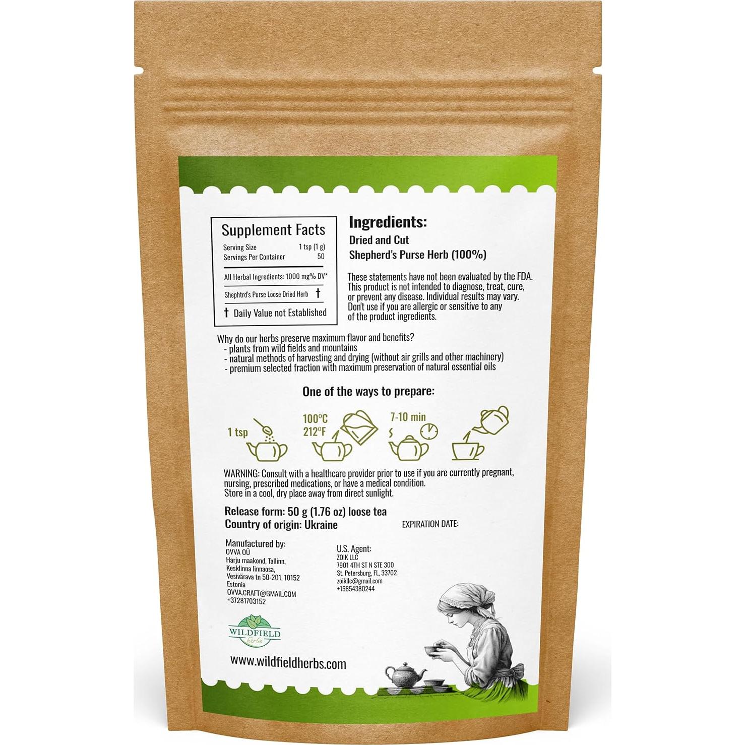 Té Herbal Bolsa de Pastor OVVA 50g - Capsella Bursa-Pastoris