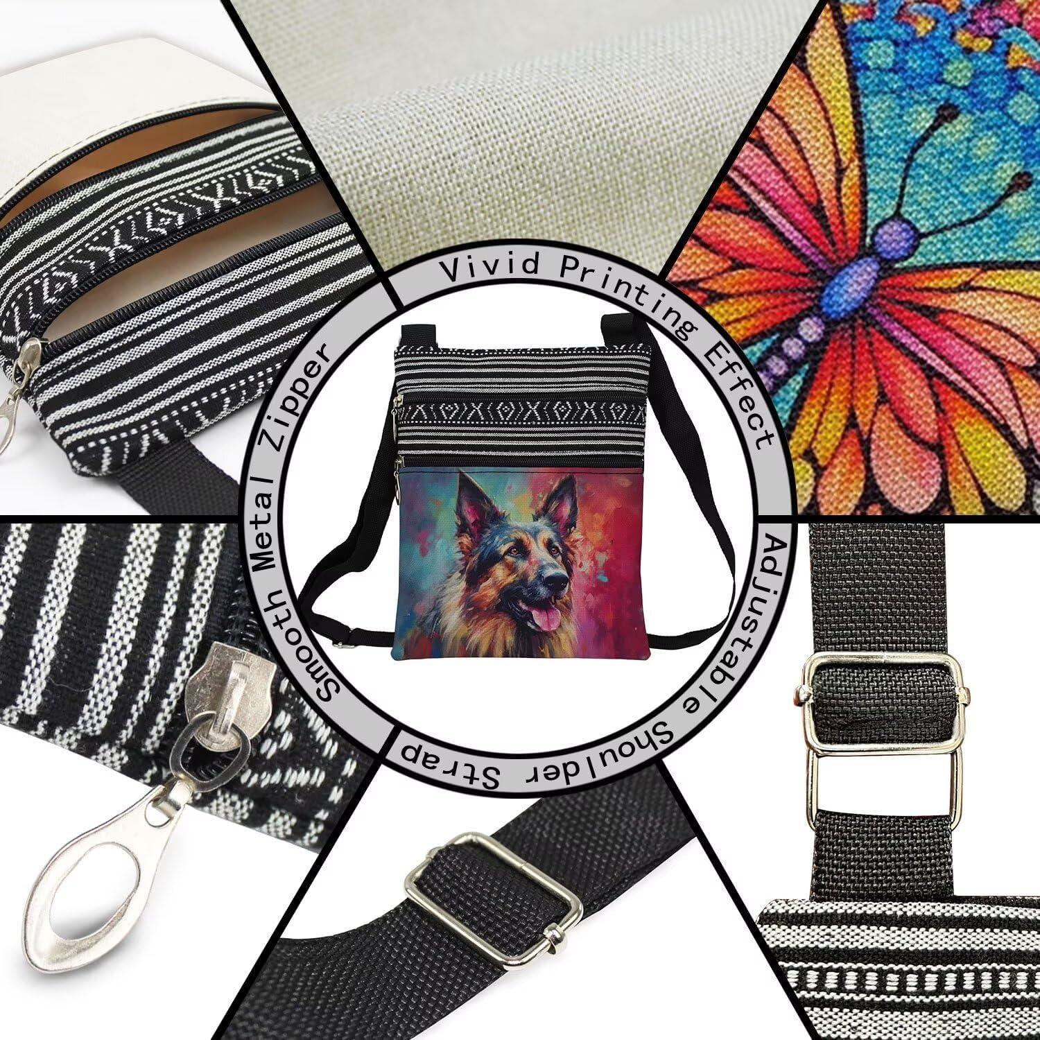 Bolsa Cruzada LiuenMgg Étnica para Perro Pastor Alemán 23.5x19cm