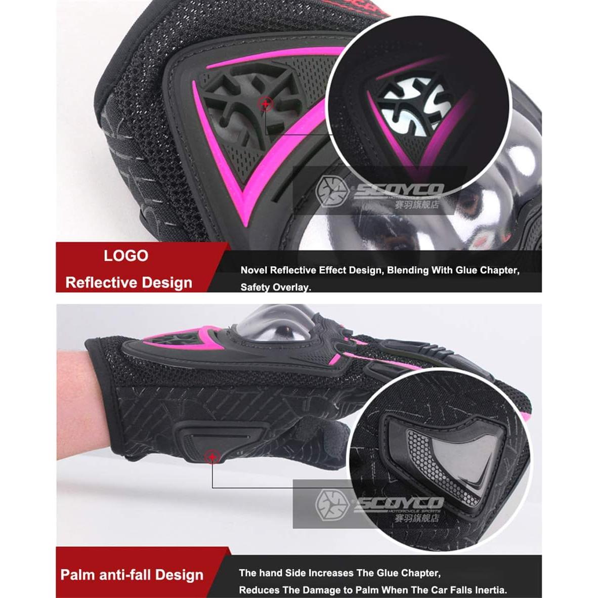 Guantes de Motocicleta Scoyco MC44W Rosa Transpirables