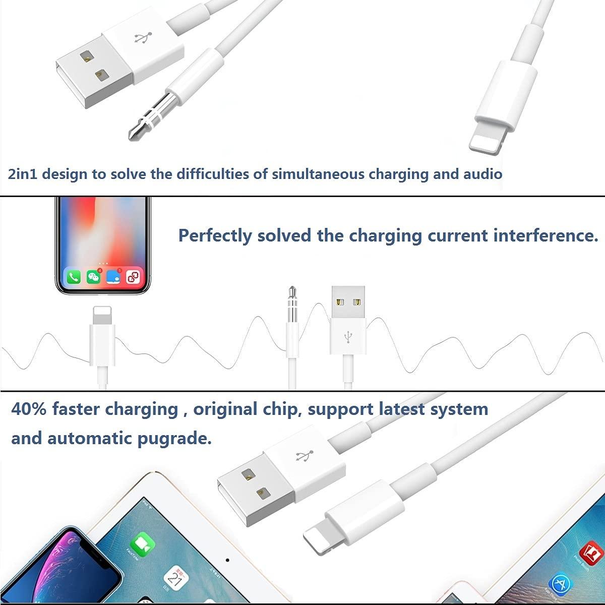 Cable Aux 2 en 1 MAXX Lightning a 3.5mm para iPhone