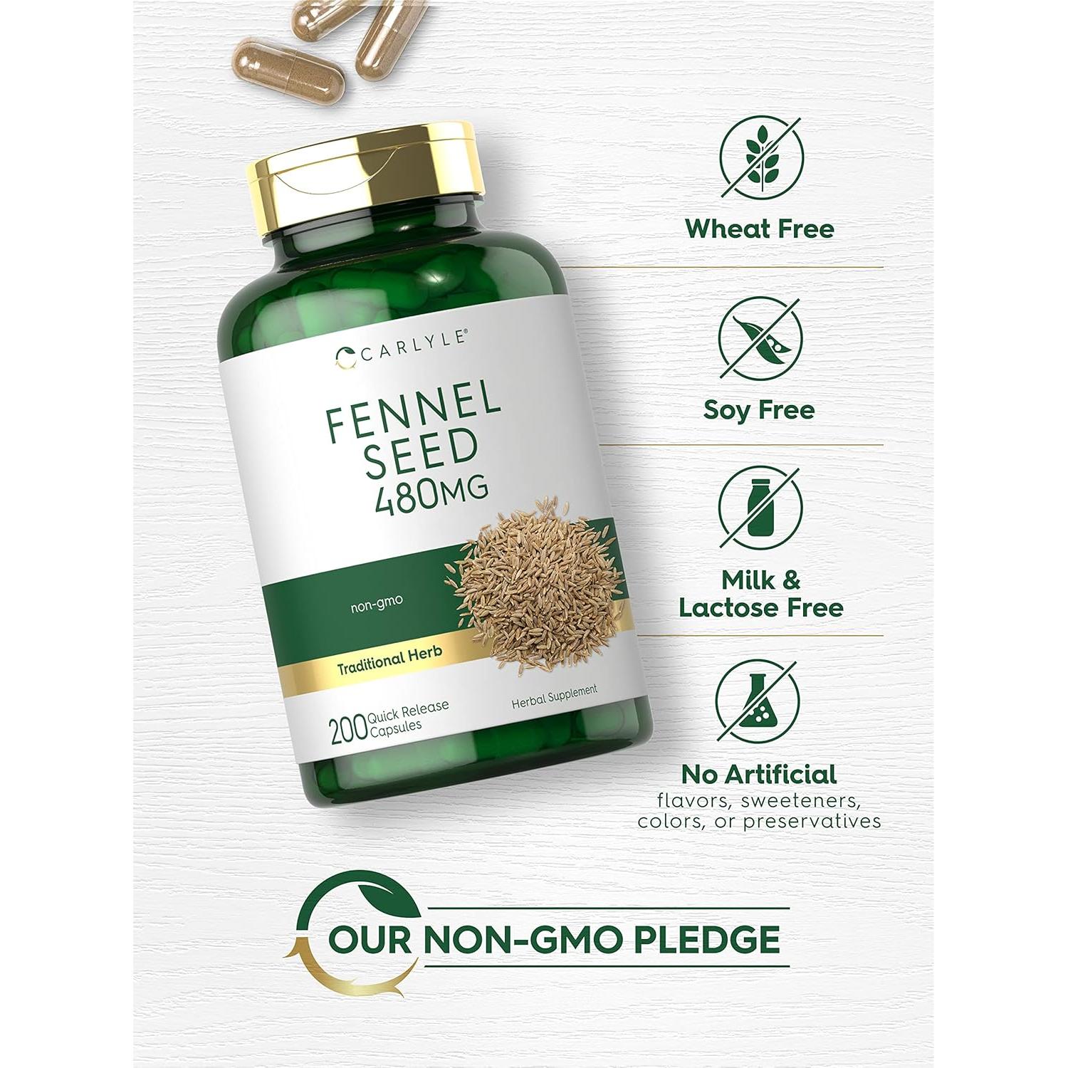 Semilla de Hinojo Carlyle 480mg - 200 Cápsulas Suplemento Herbal