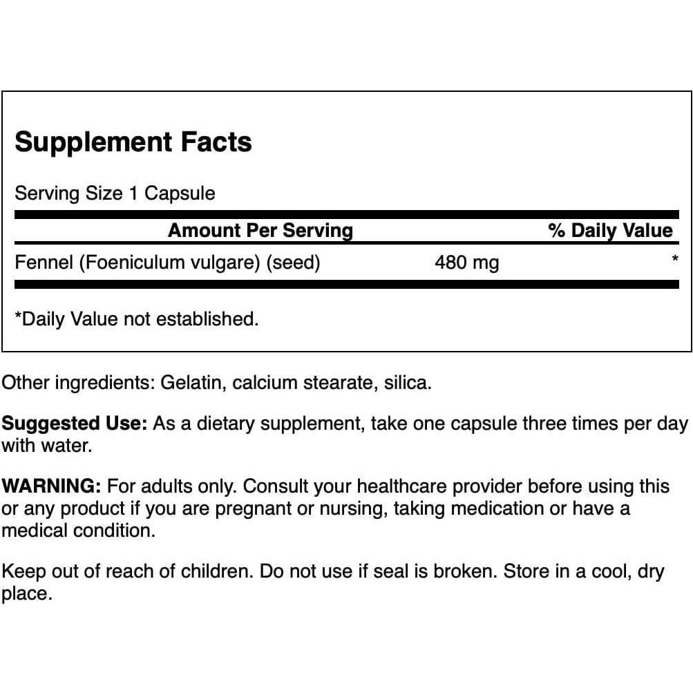 Cápsulas de Hinojo Swanson 480 mg - 100 Unidades