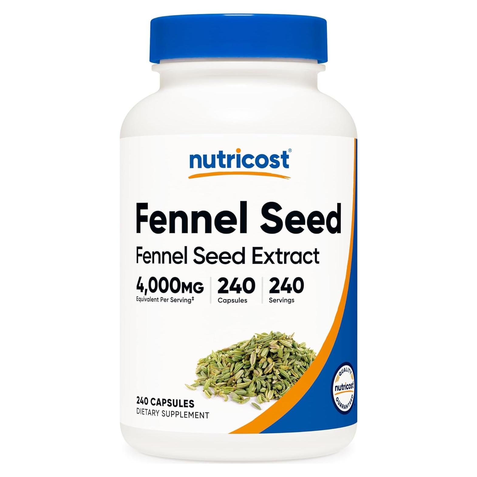 Suplemento Vegano de Semilla de Hinojo Nutricost 240 Cápsulas