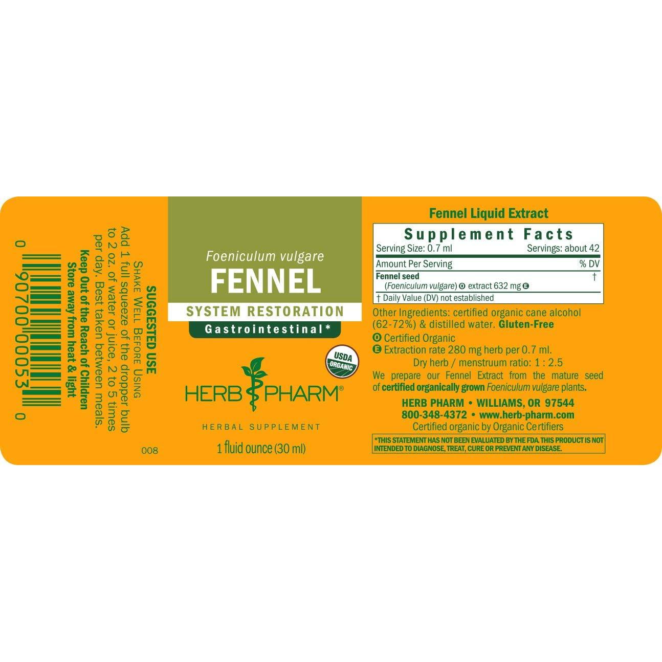 Extracto Líquido de Hinojo Orgánico Herb Pharm 29.57 ml