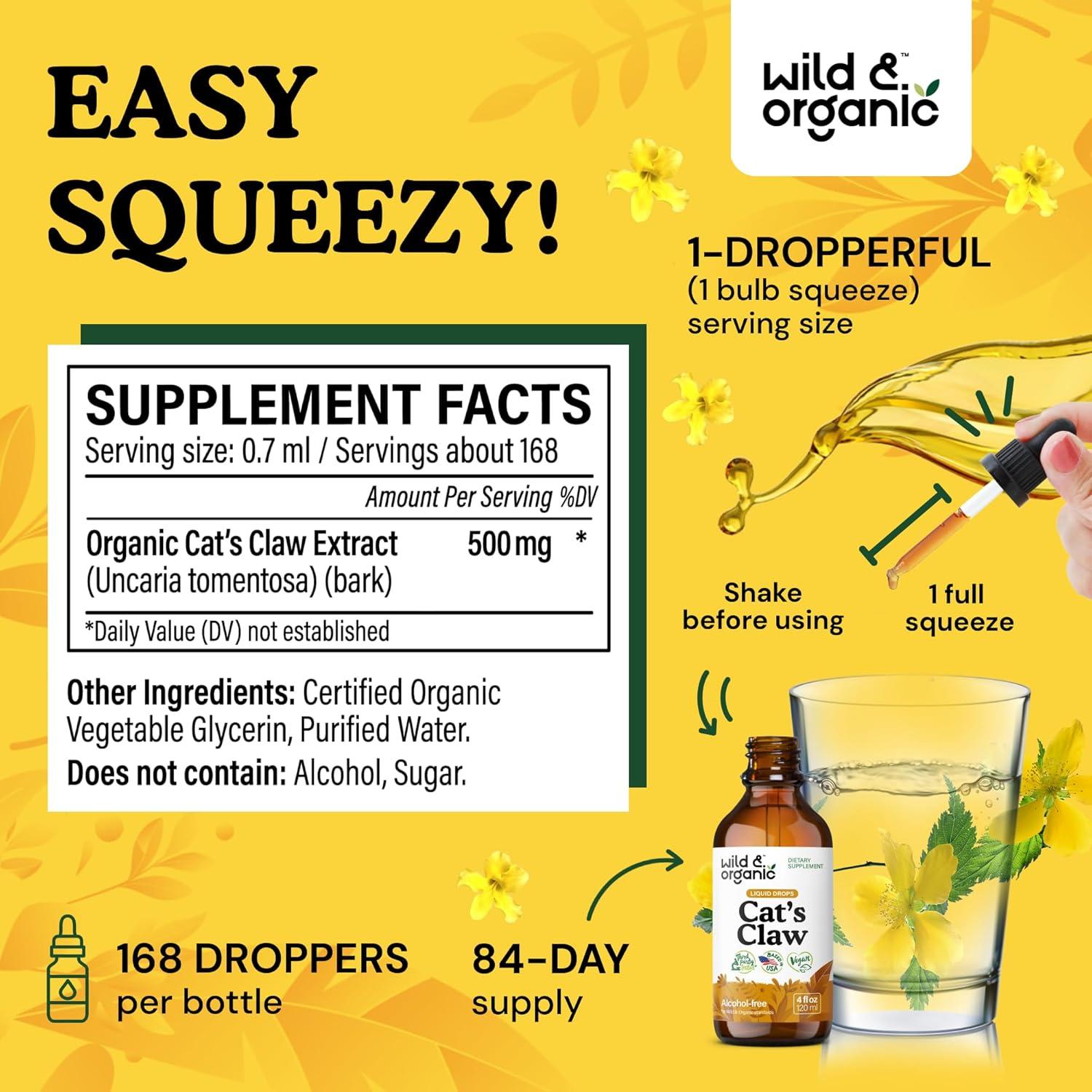 Tintura de Garra de Gato Silvestre y Orgánica 118 ml - Suplemento Inmunológico