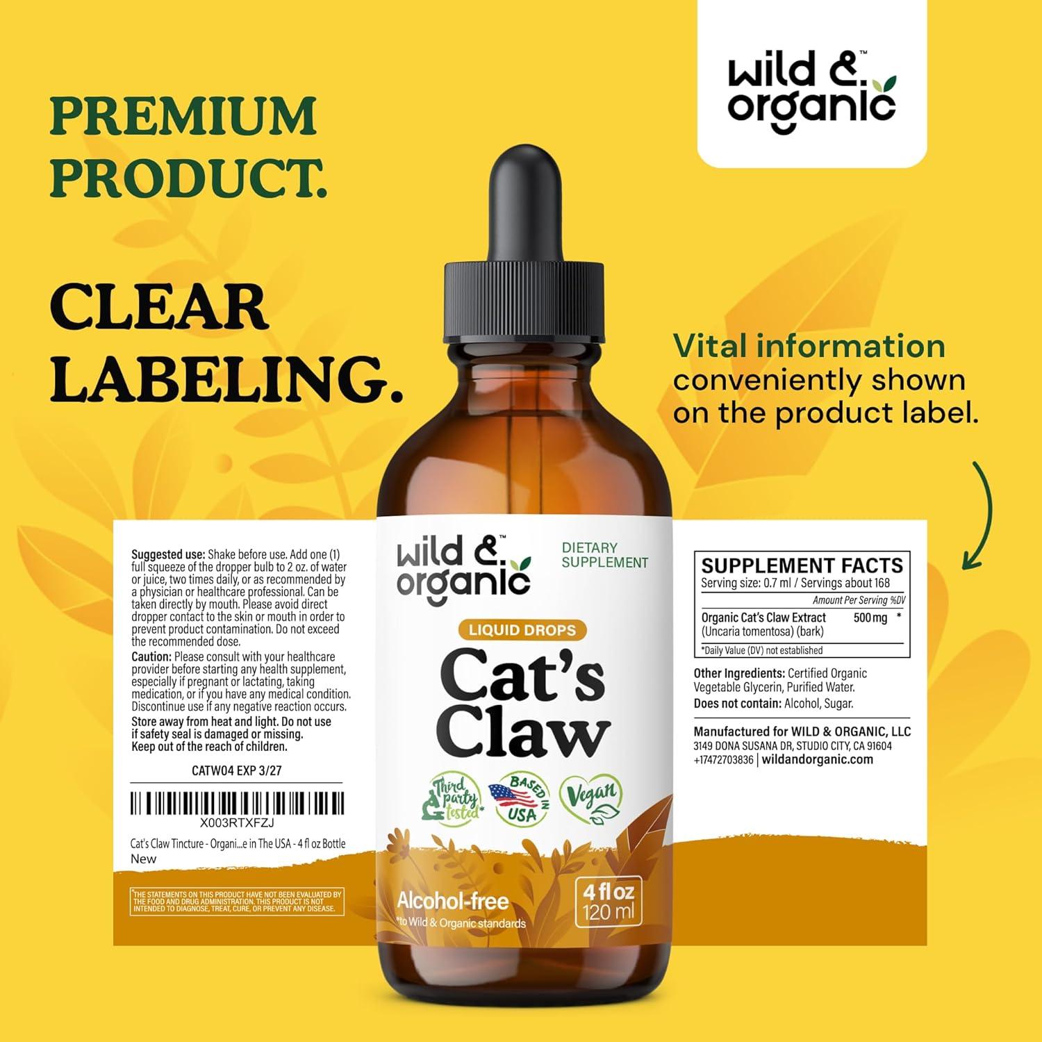 Tintura de Garra de Gato Silvestre y Orgánica 118 ml - Suplemento Inmunológico