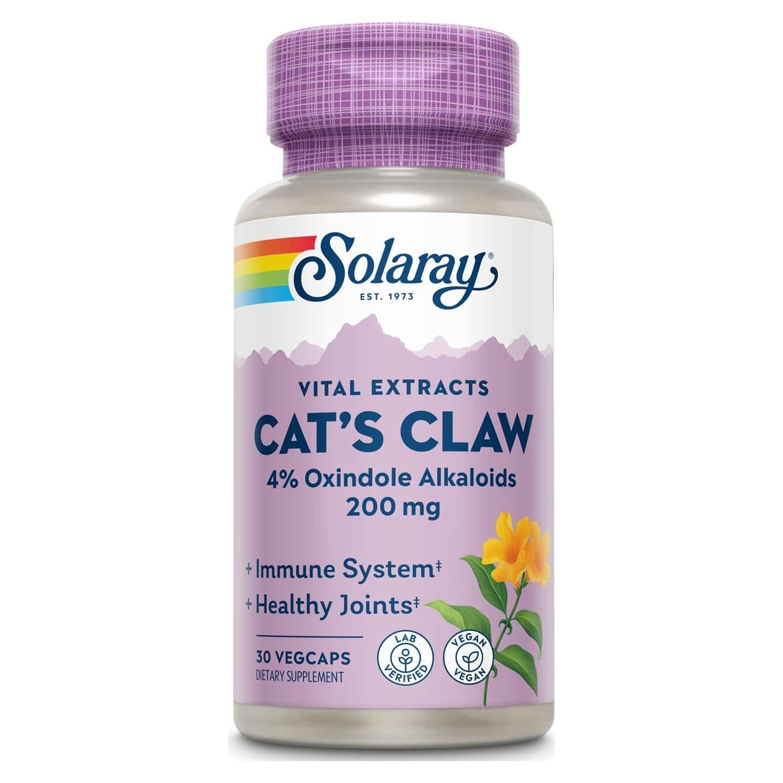 Extracto de Corteza de Uña de Gato Solaray 200mg 30 VegCaps