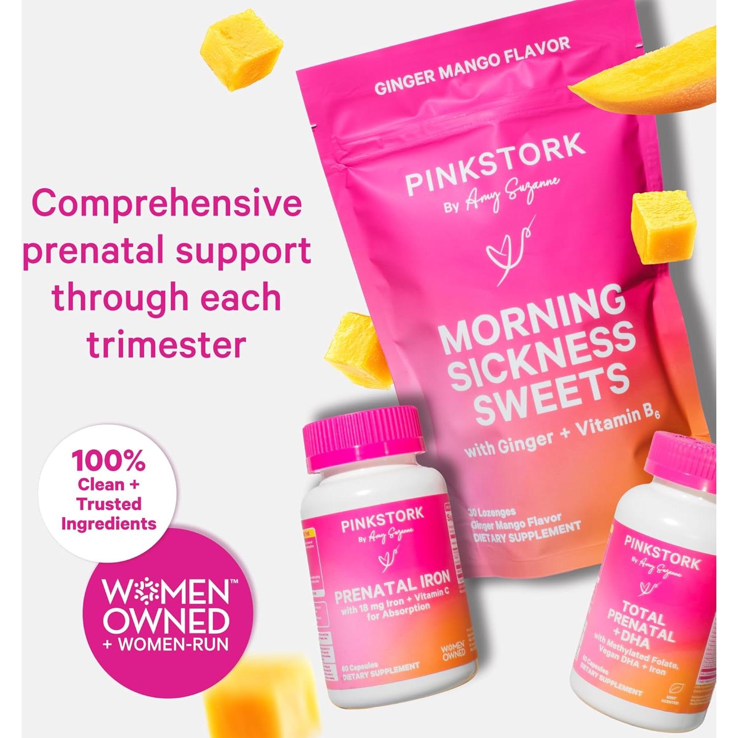 Dulces para Náuseas Matutinas Pink Stork - Mango y Jengibre - 30 Caramelos