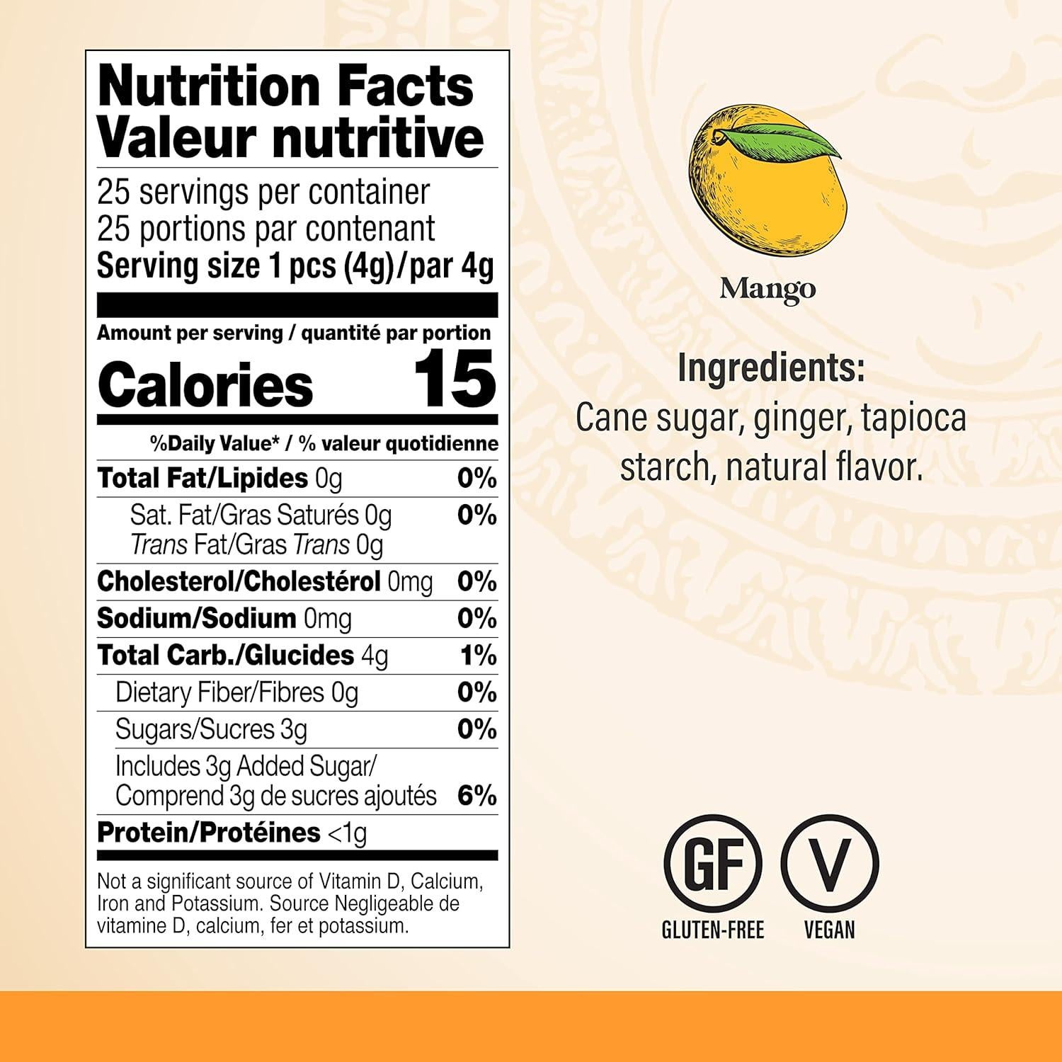 Chimes Chews Jengibre Mango 453g Bolsa Natural