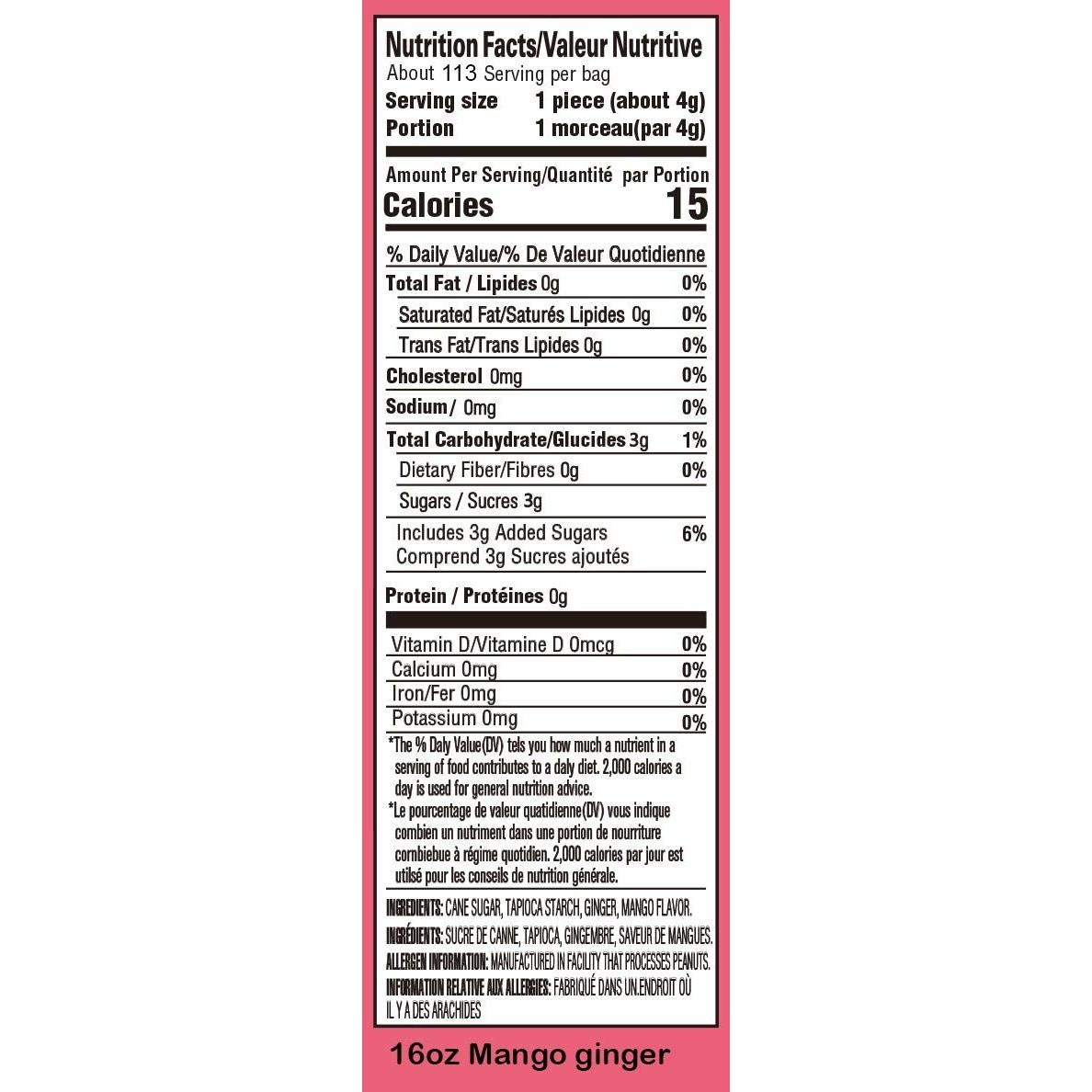 Caramelo de Jengibre Gem Gem 454g Sabor Mango - Vegano