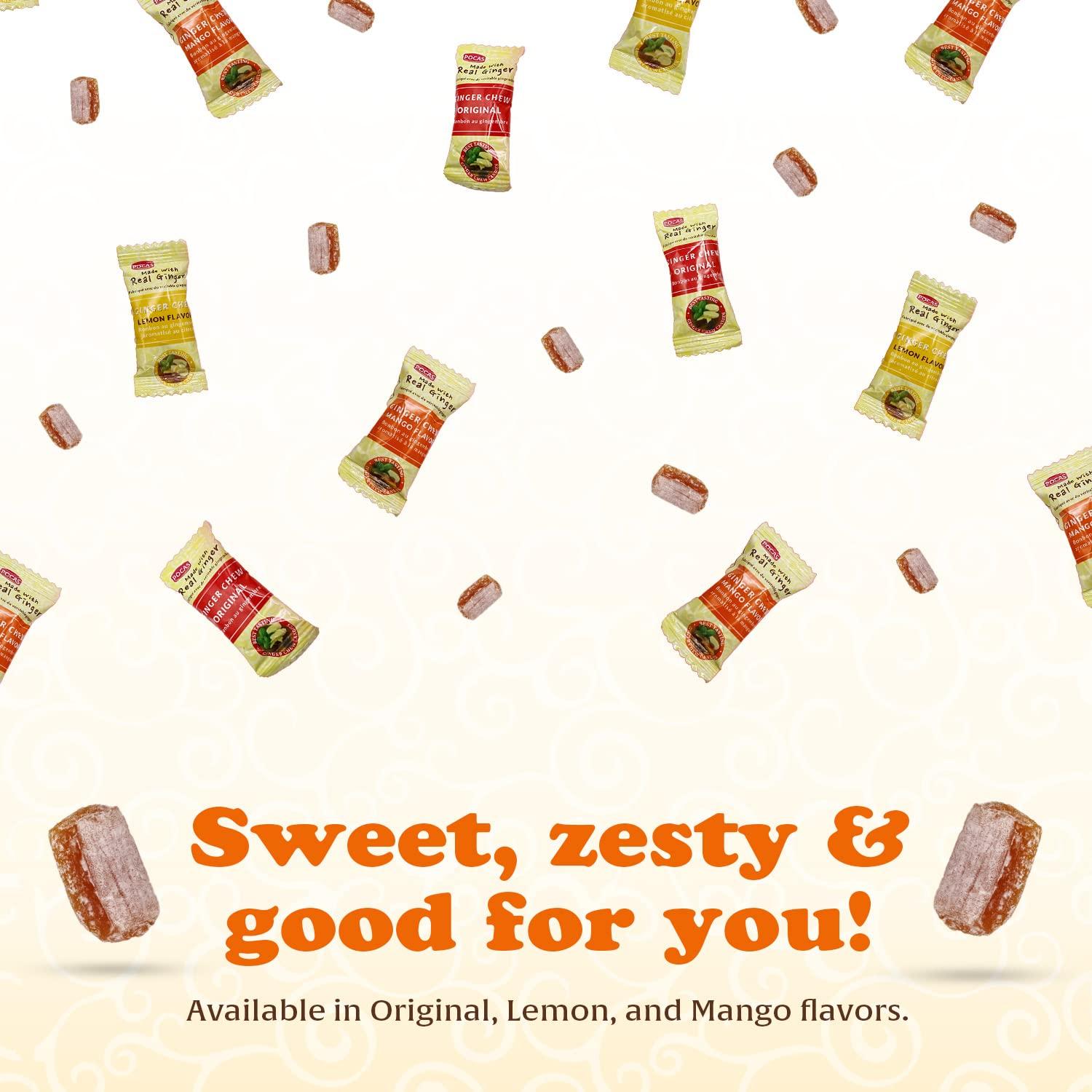 Caramelos de Jengibre Pocas Mango - 340g, Bajas Calorías