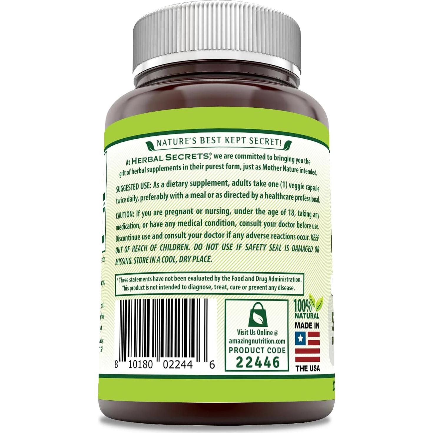 Suplemento de Jengibre Herbal Secrets 550 Mg 120 Cápsulas