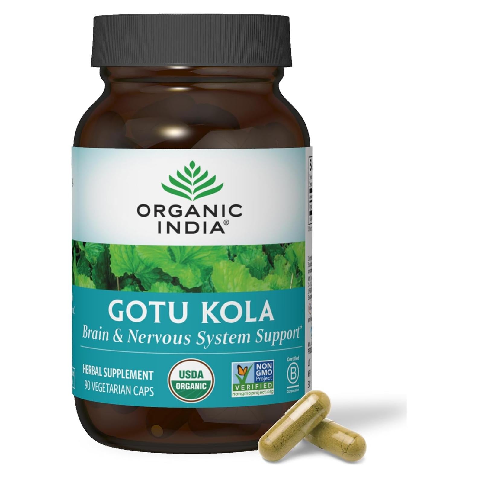 Suplemento Herbal Gotu Kola Organic India - 90 Cápsulas