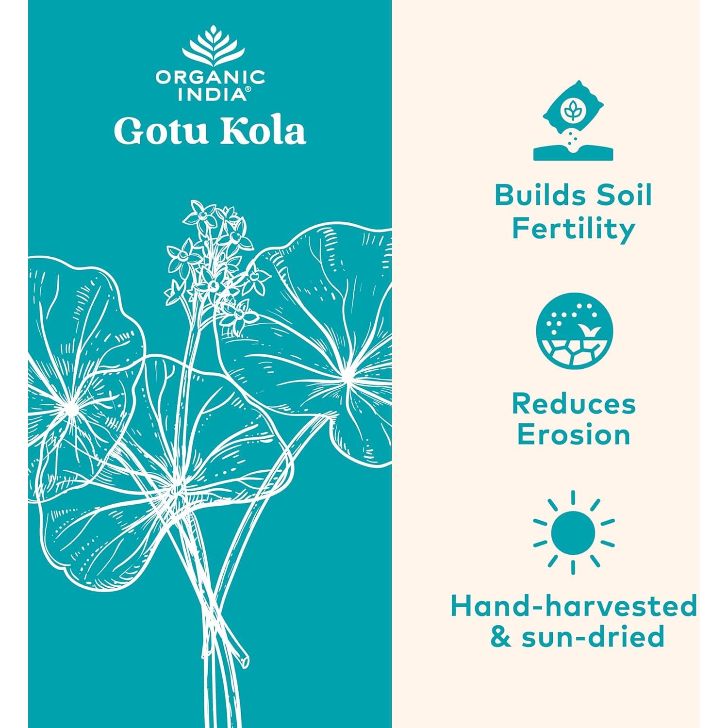 Suplemento Herbal Gotu Kola Organic India - 90 Cápsulas