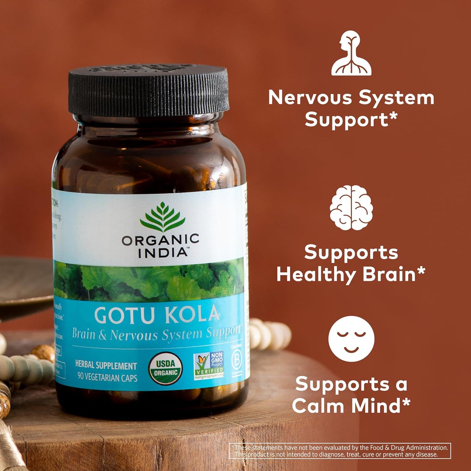 Suplemento Herbal Gotu Kola Organic India - 90 Cápsulas